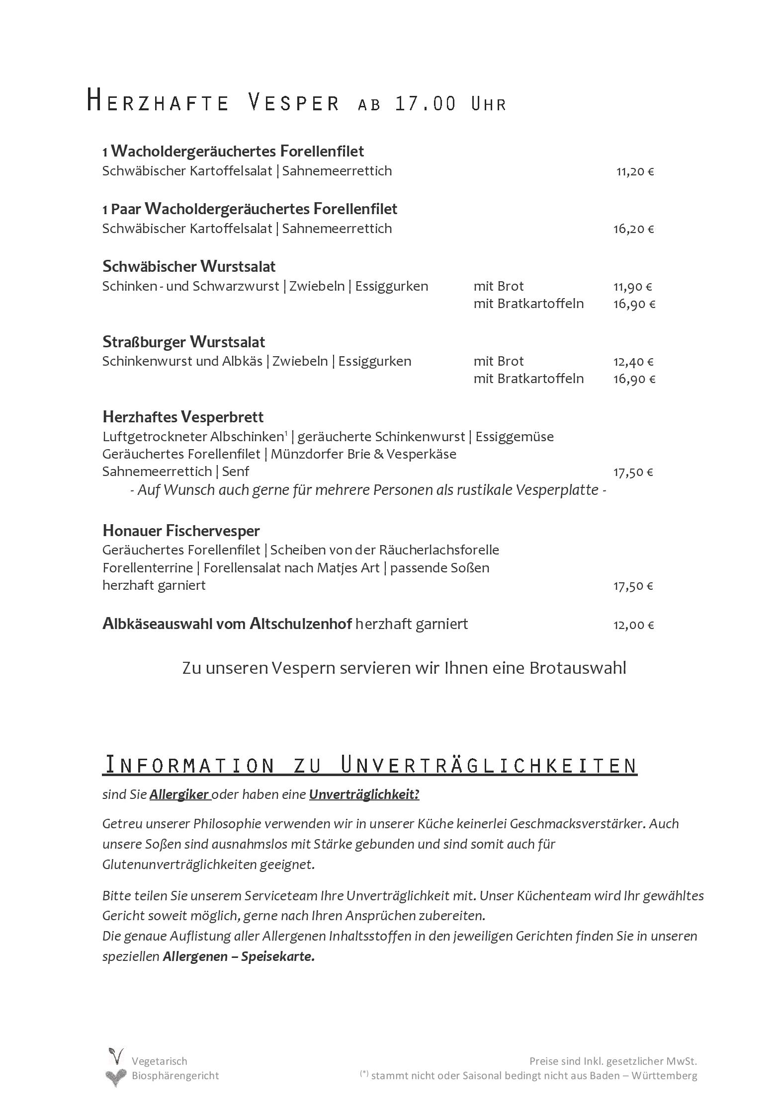 Speisekarte