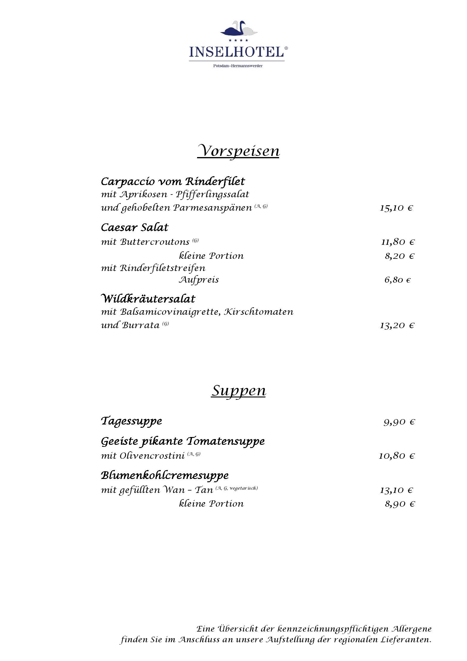 Speisekarte