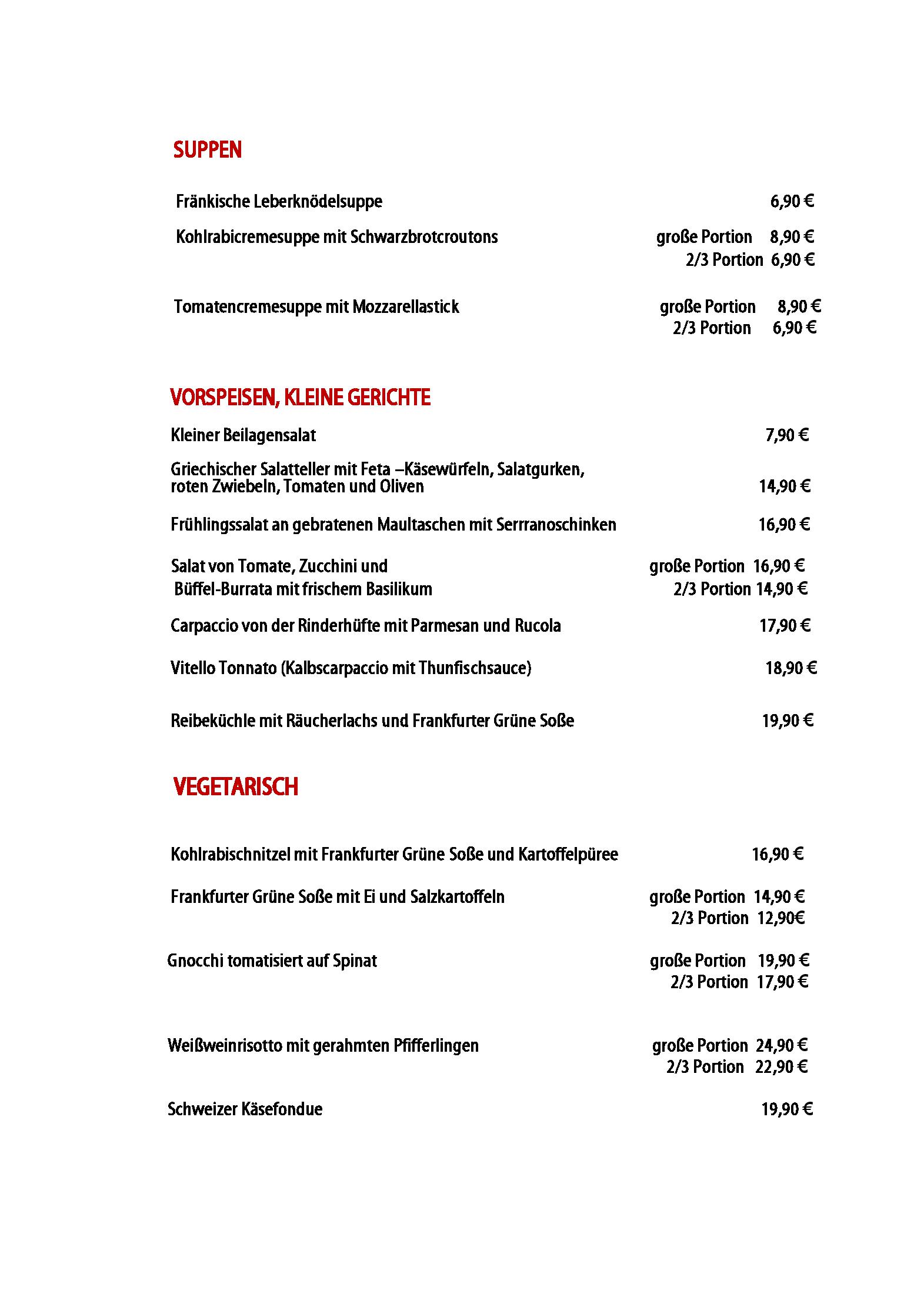 Speisekarte