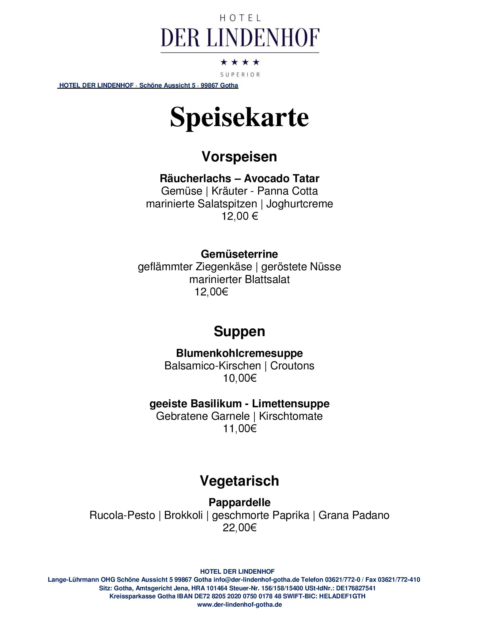 Speisekarte