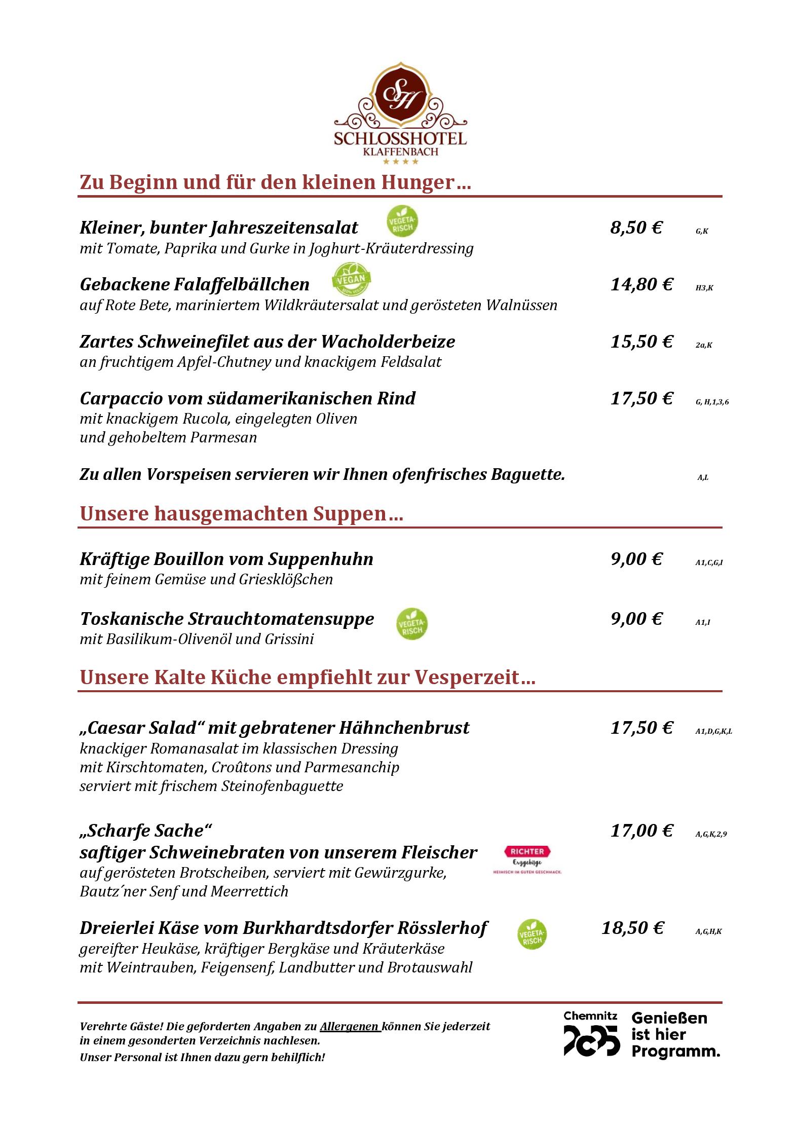 Speisekarte
