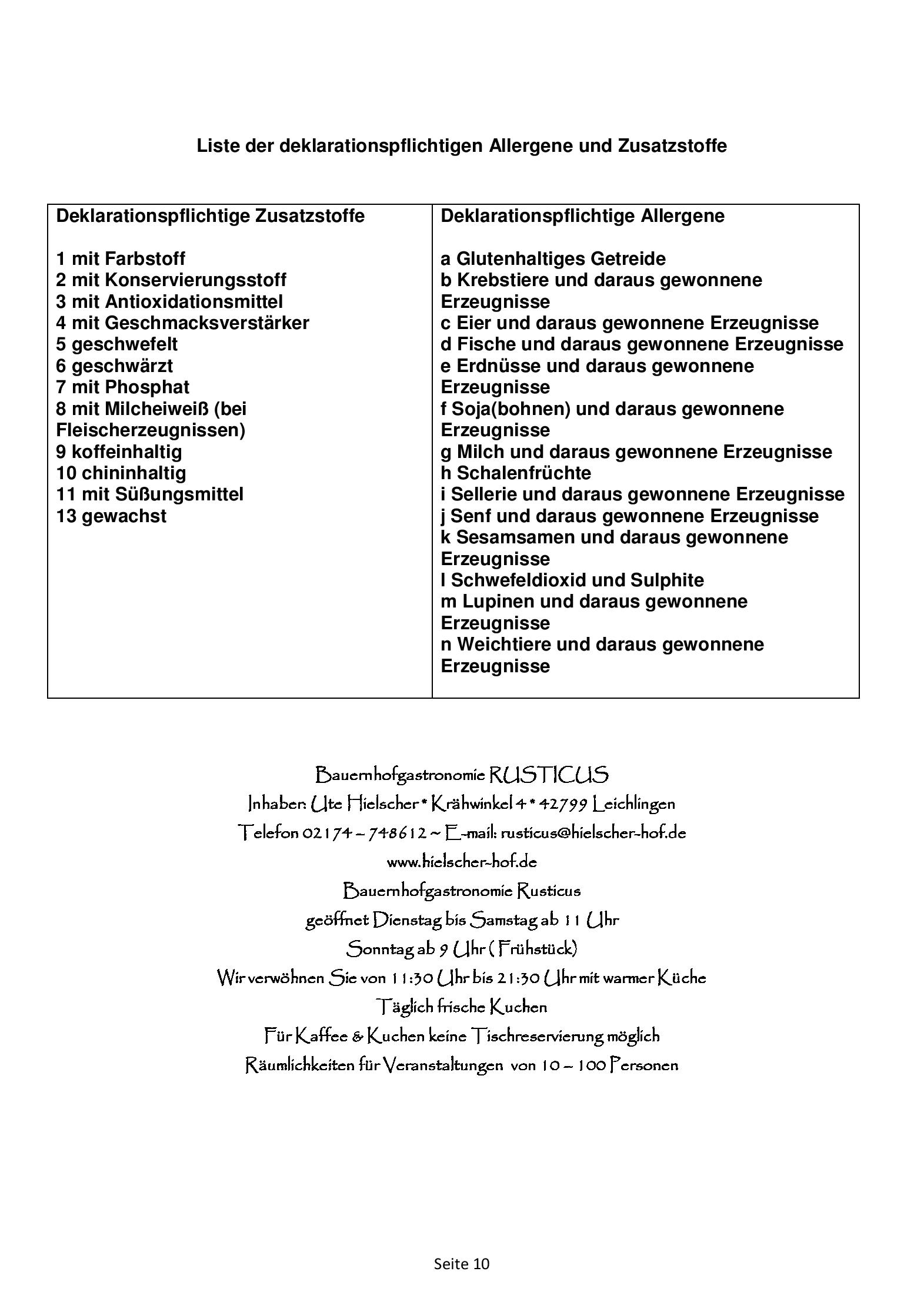 Speisekarte