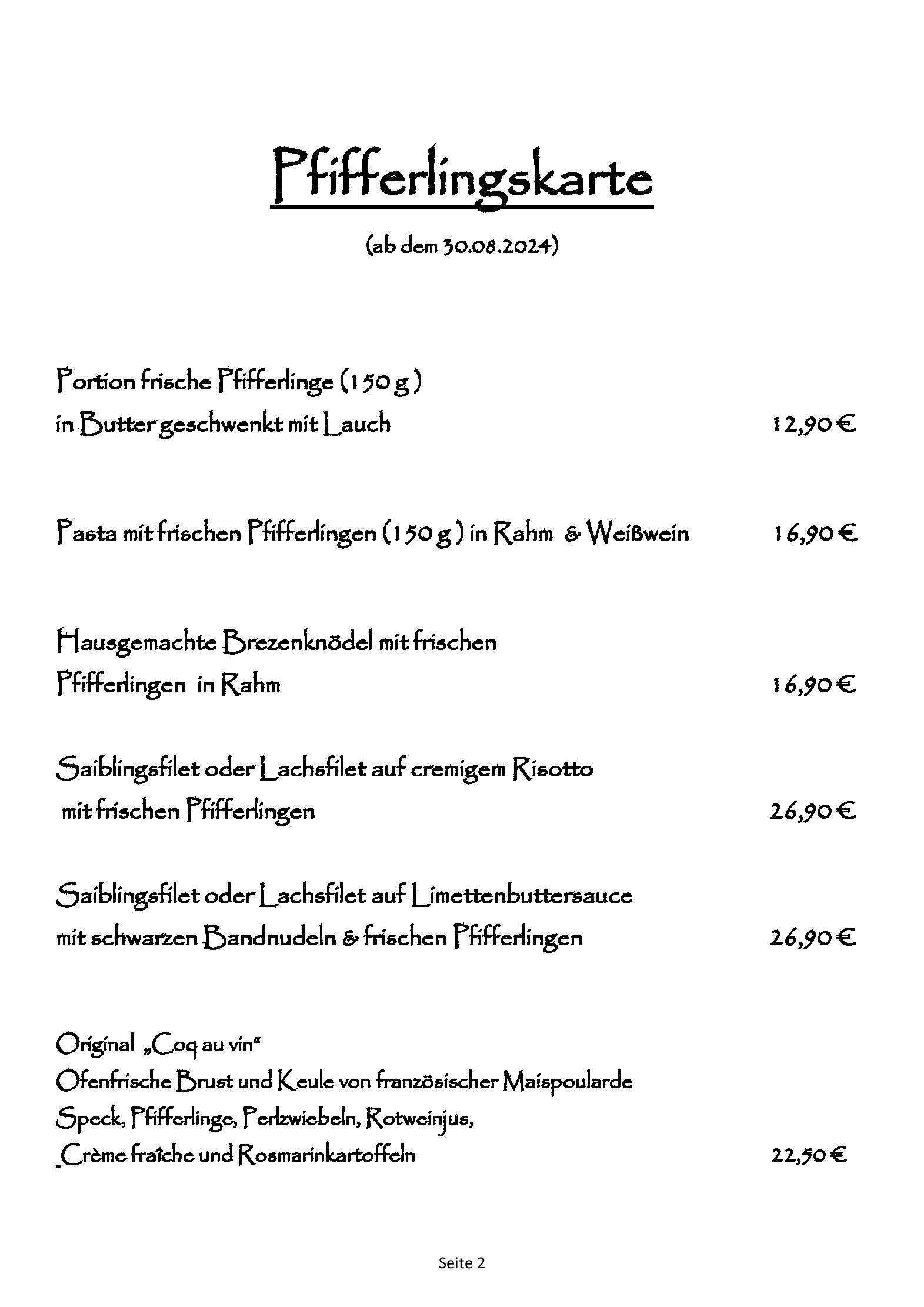 Speisekarte
