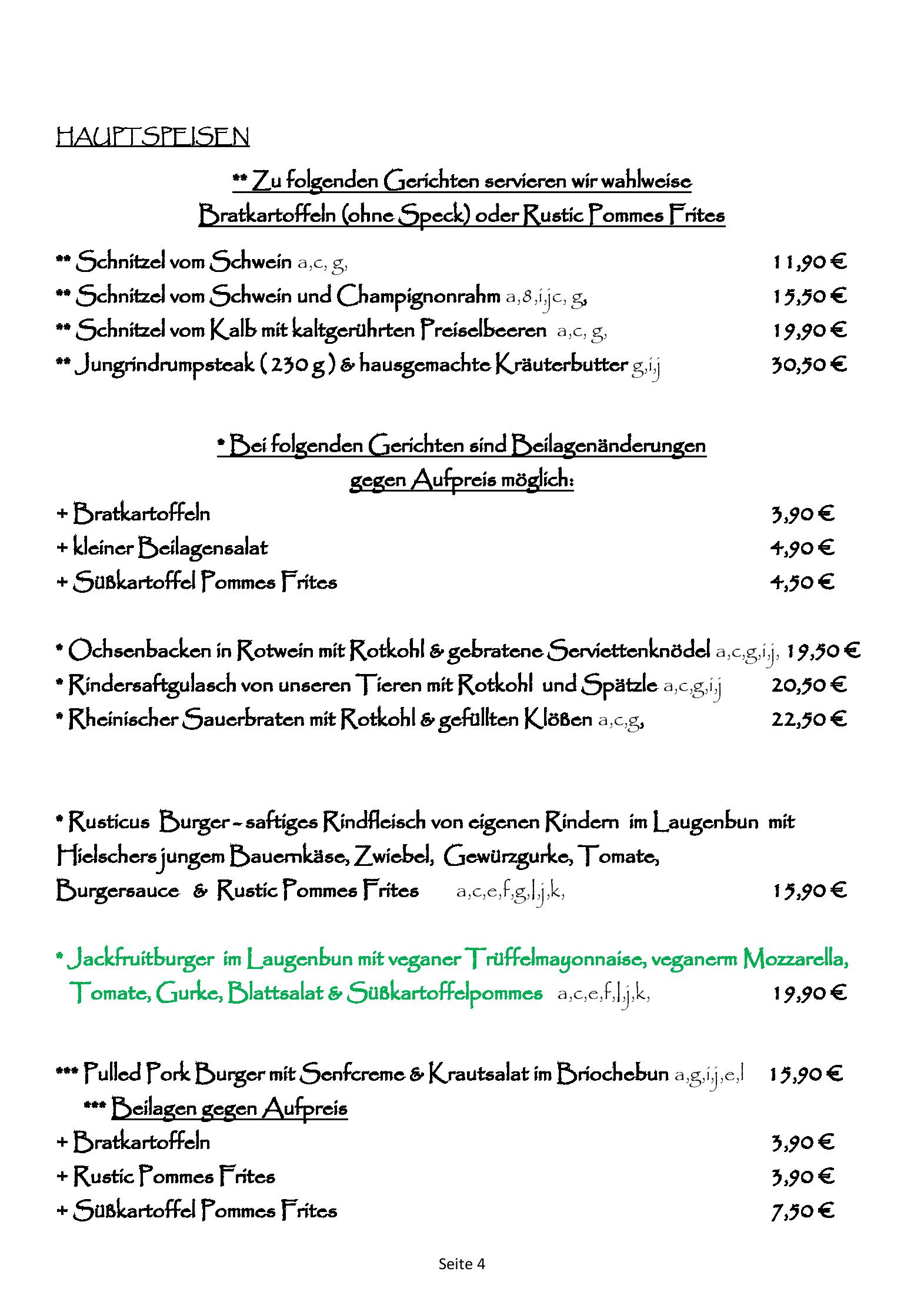 Speisekarte