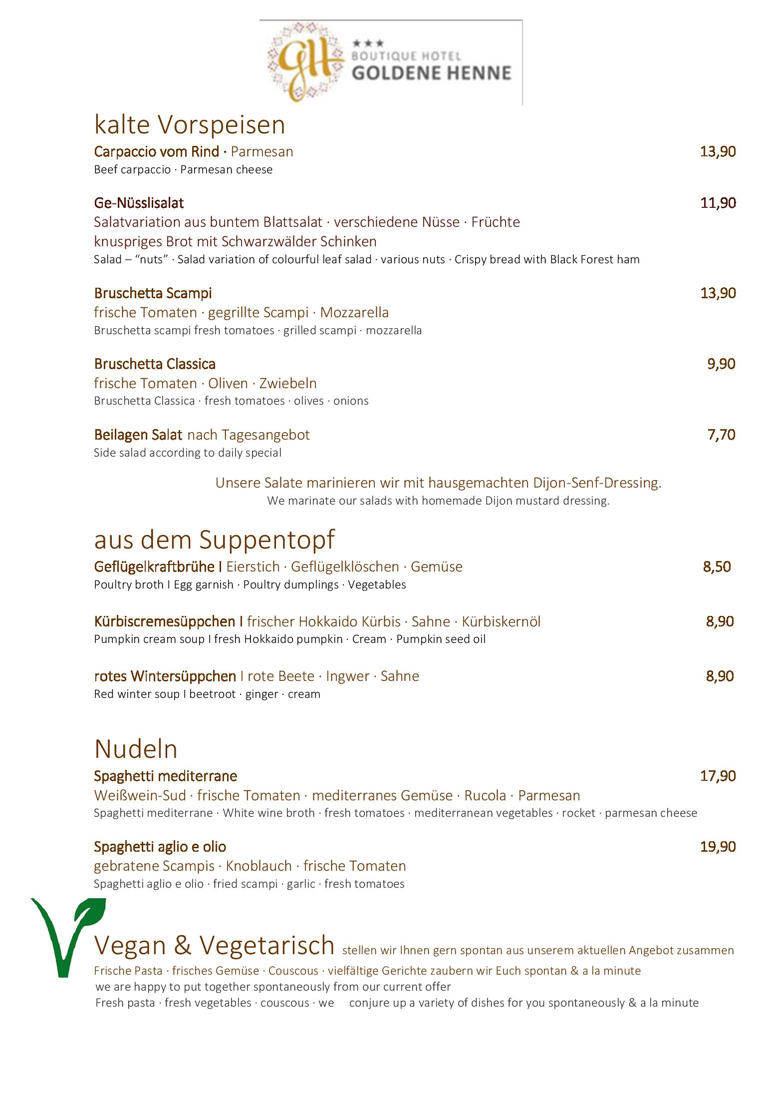 Speisekarte