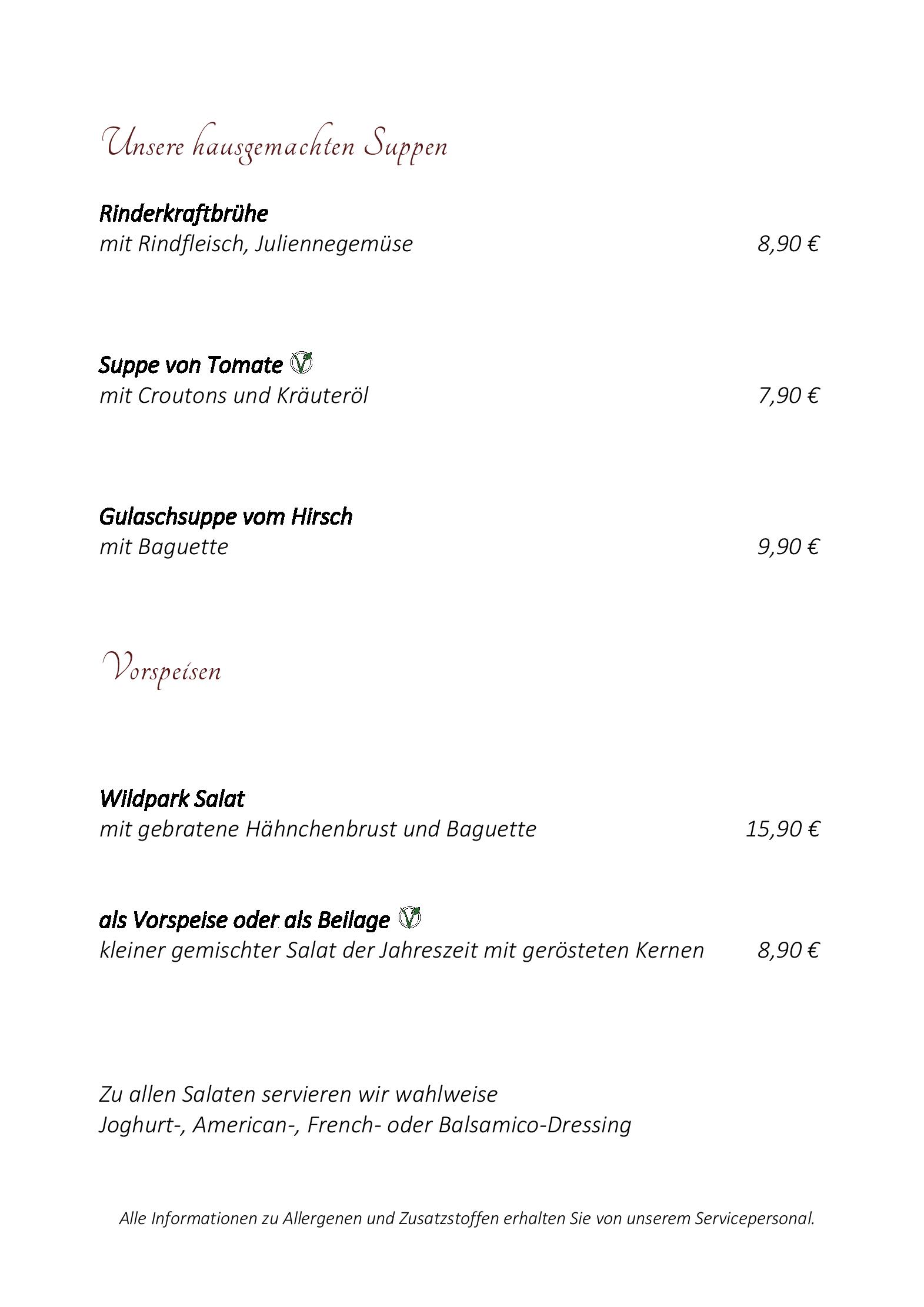 Speisekarte