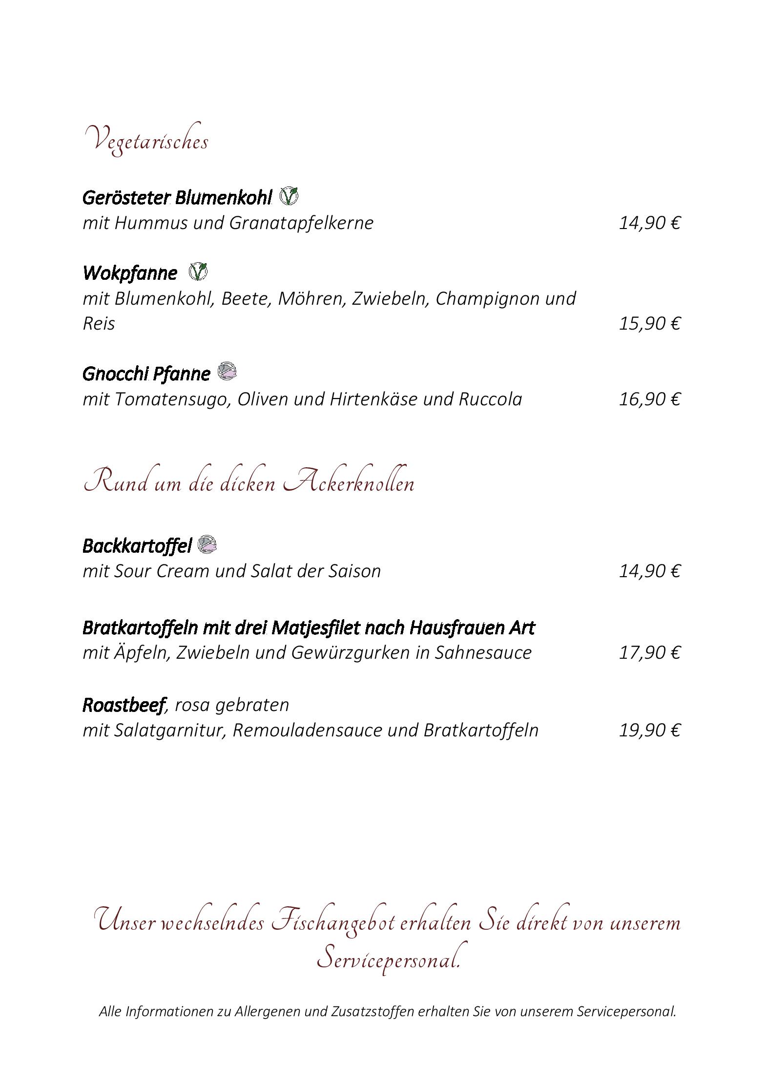 Speisekarte
