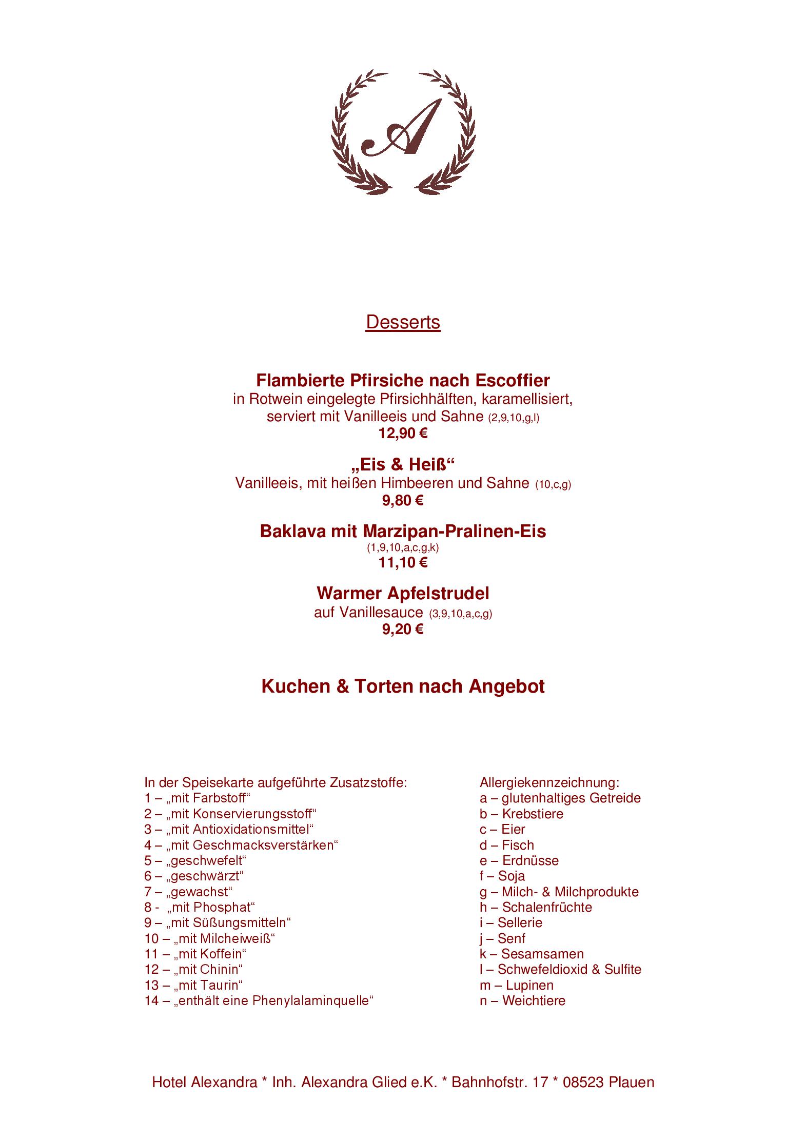 Speisekarte