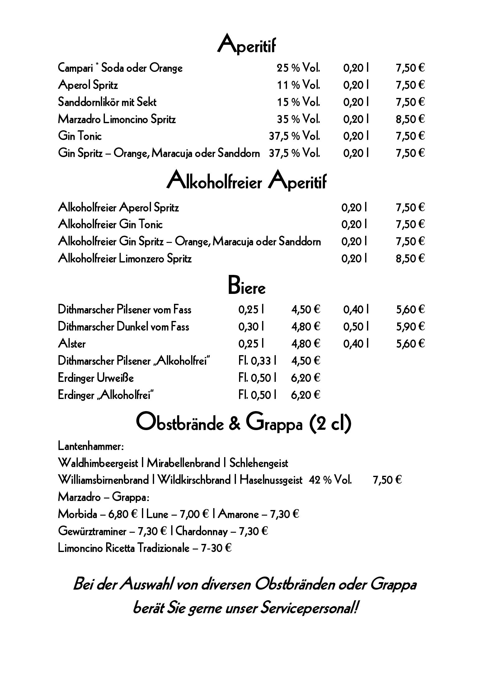 Speisekarte