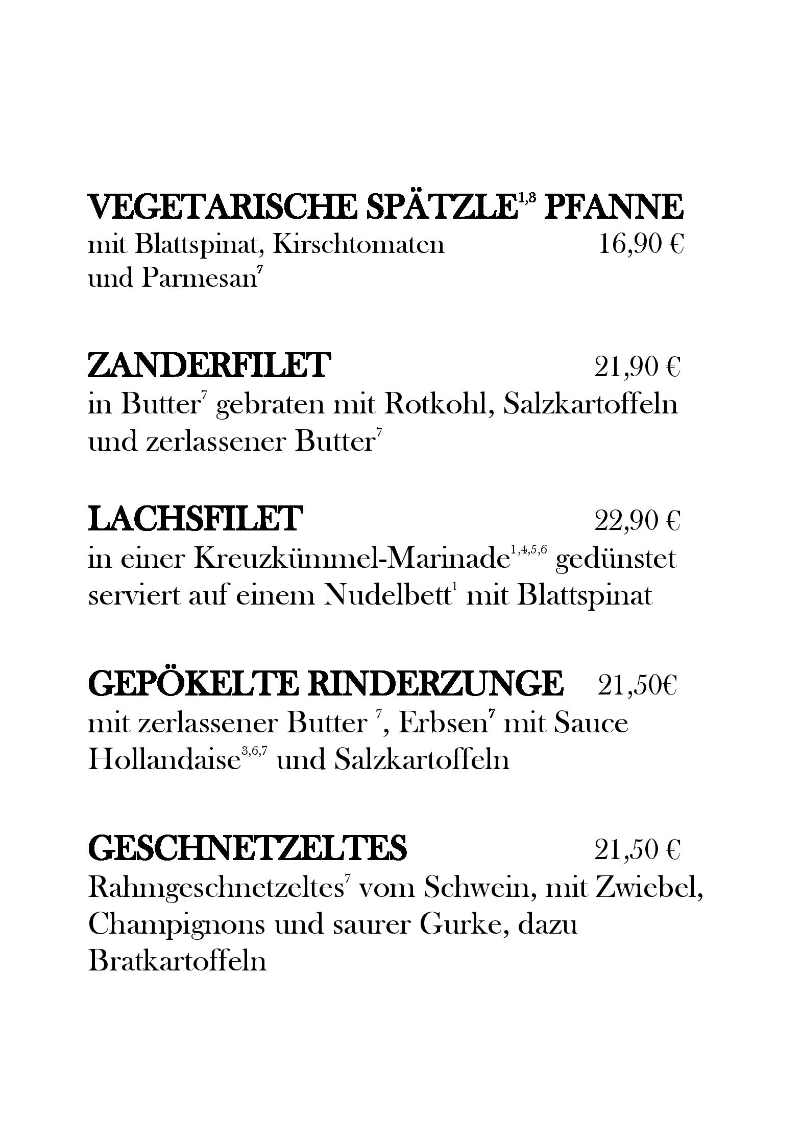 Speisekarte