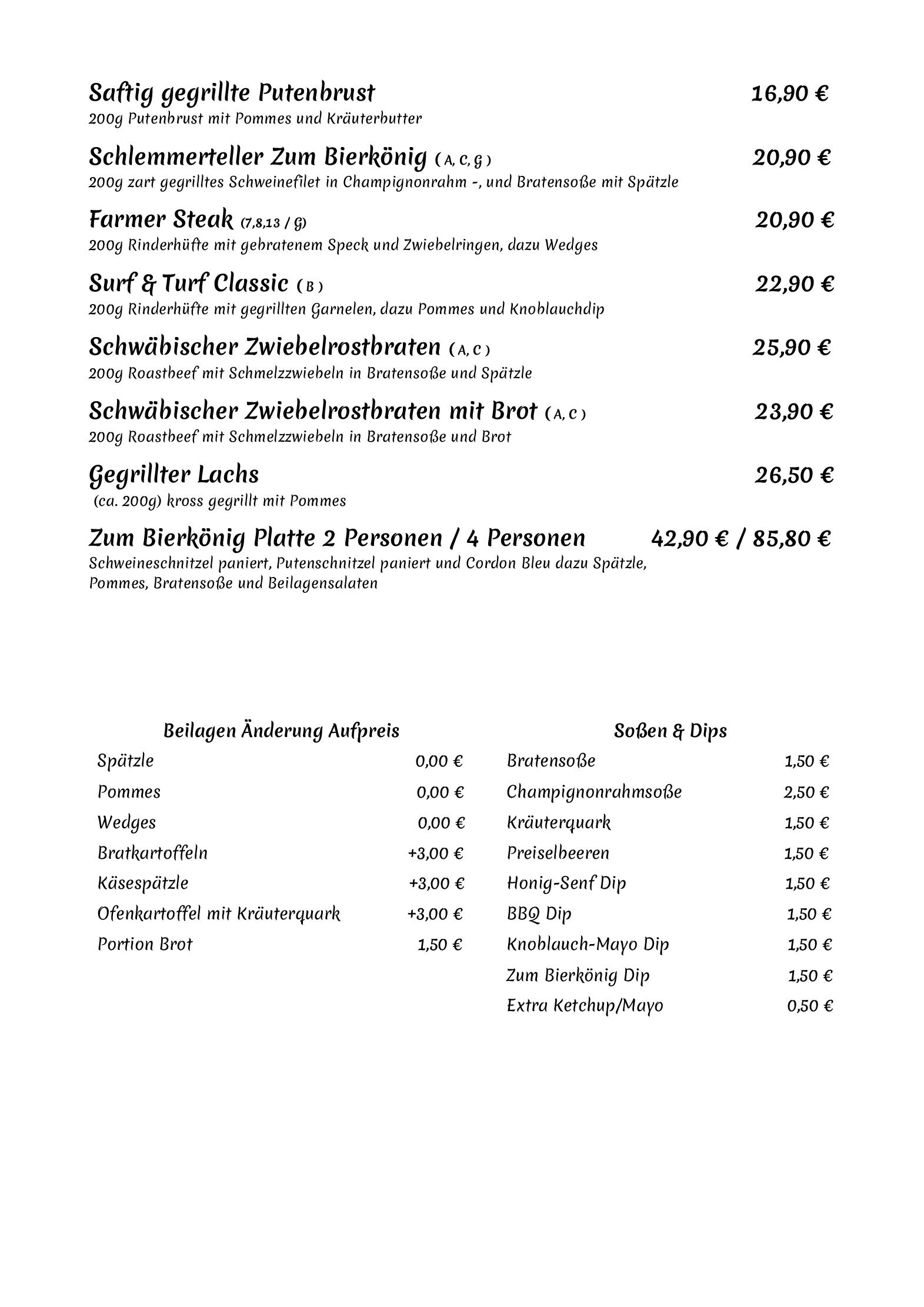 Speisekarte