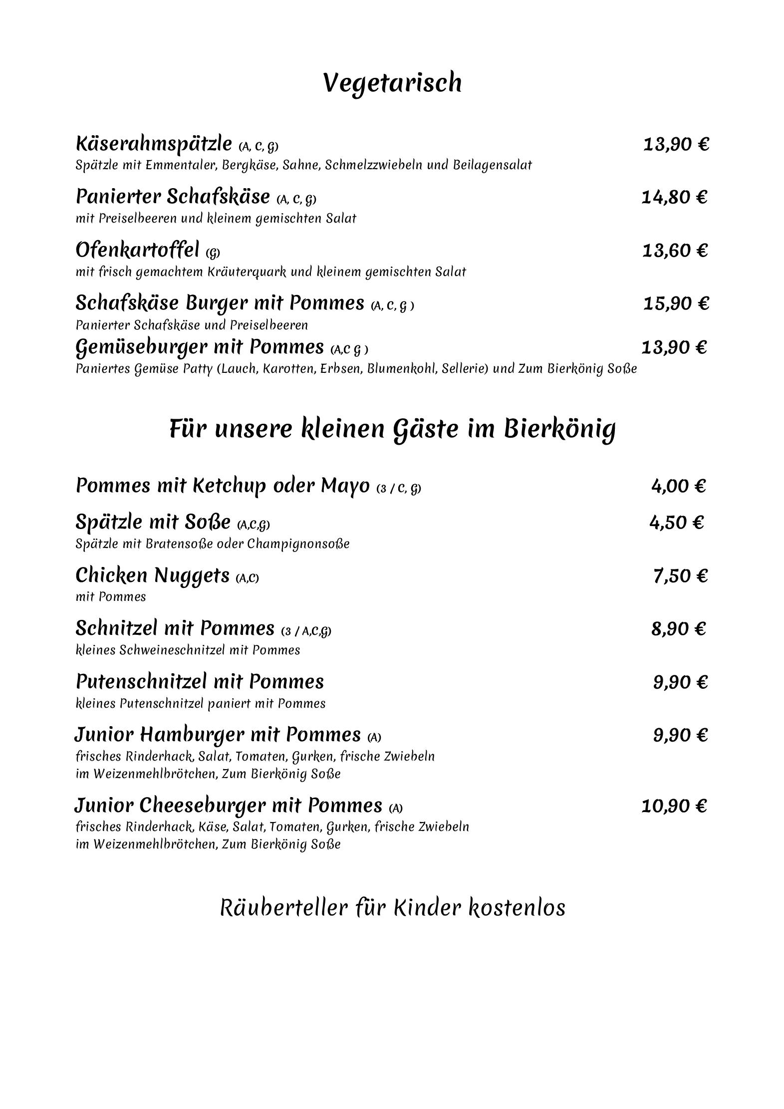 Speisekarte