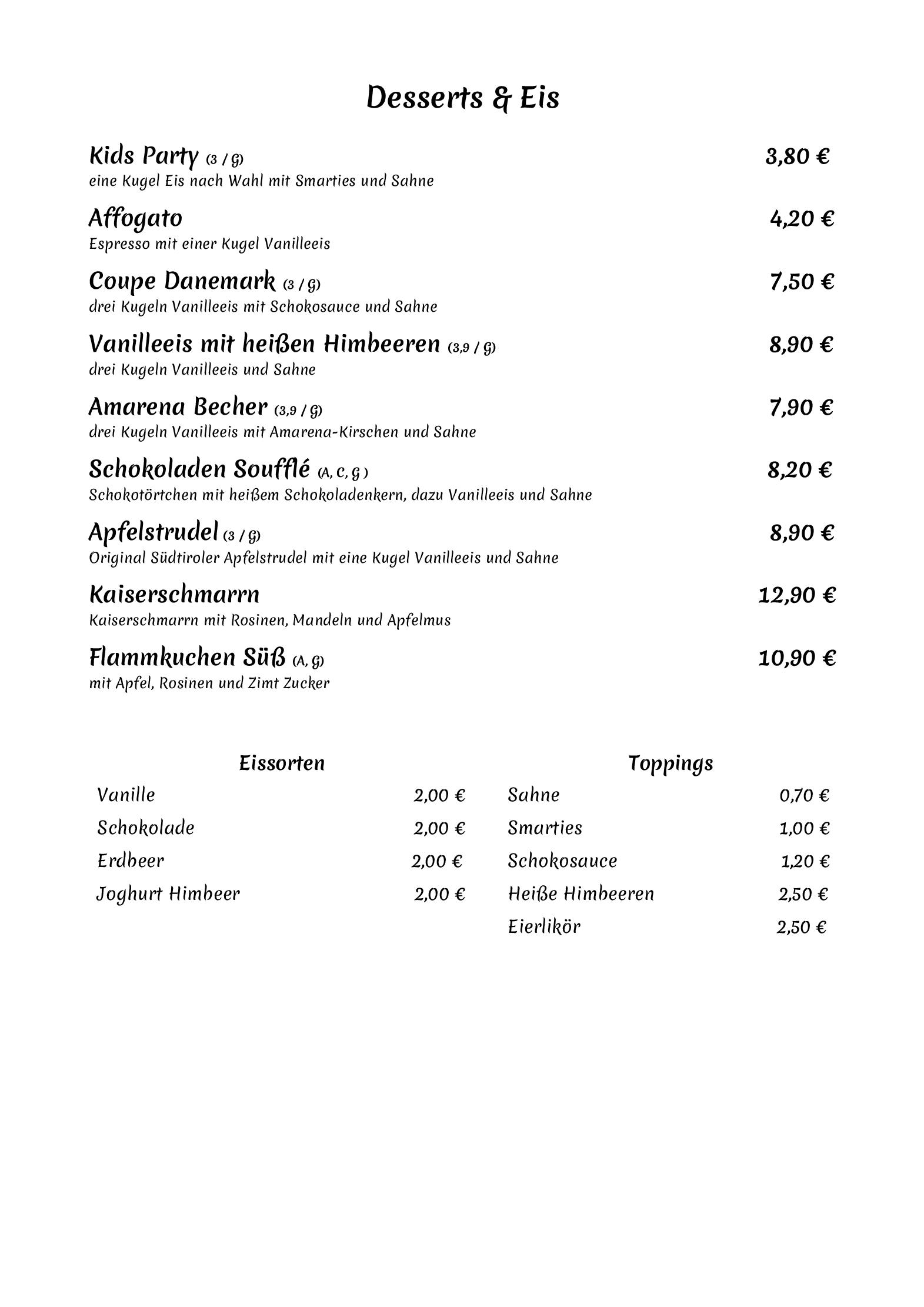 Speisekarte