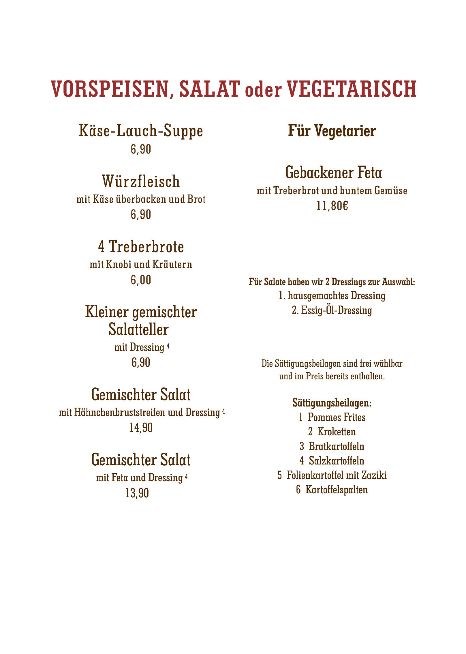 Speisekarte