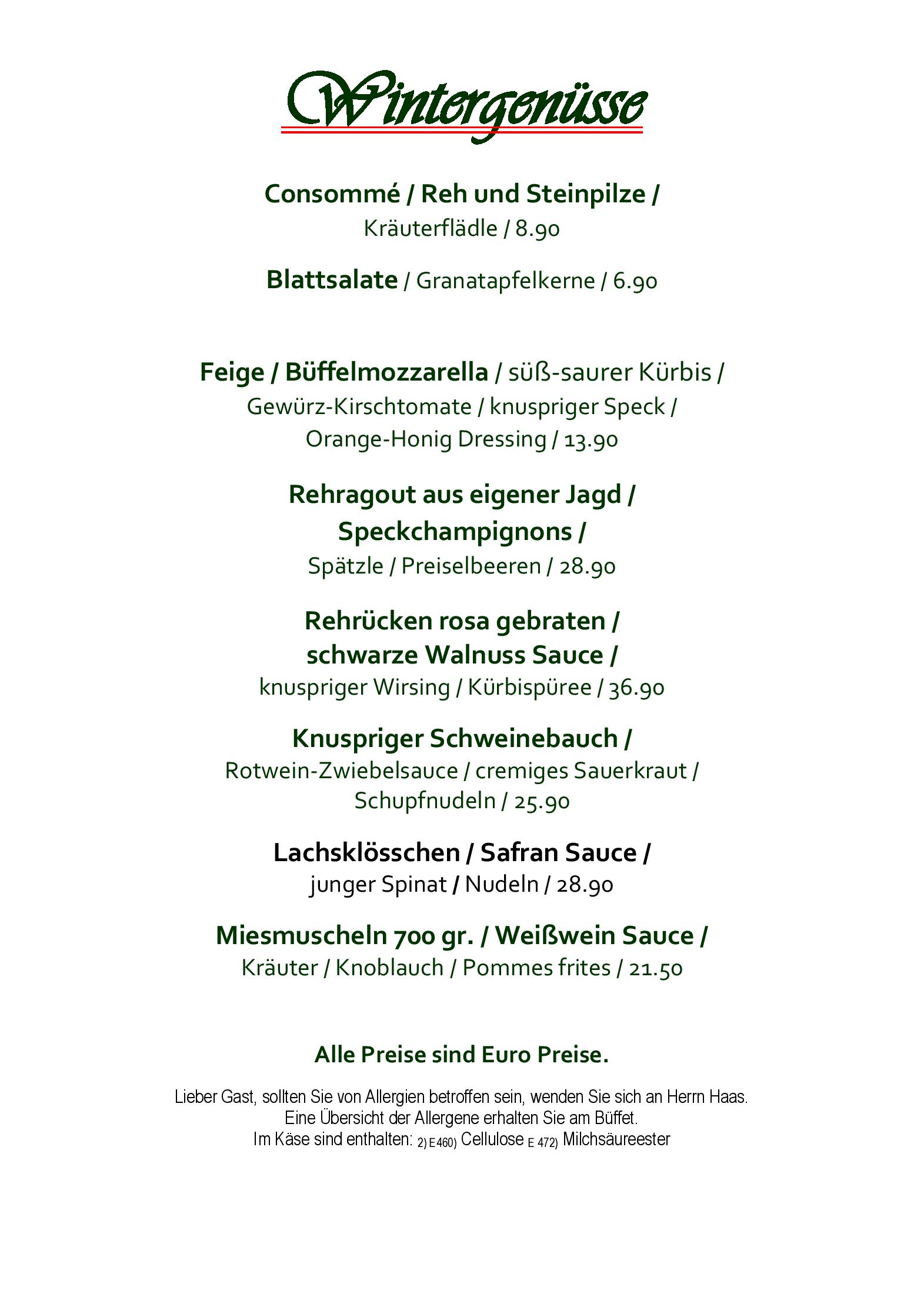 Speisekarte
