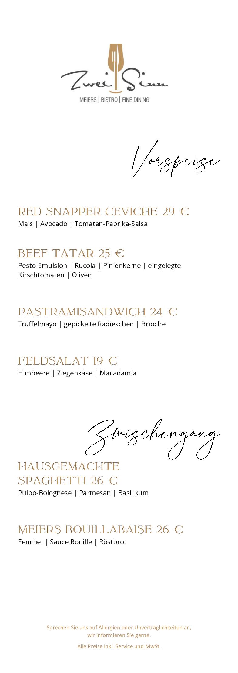 Speisekarte