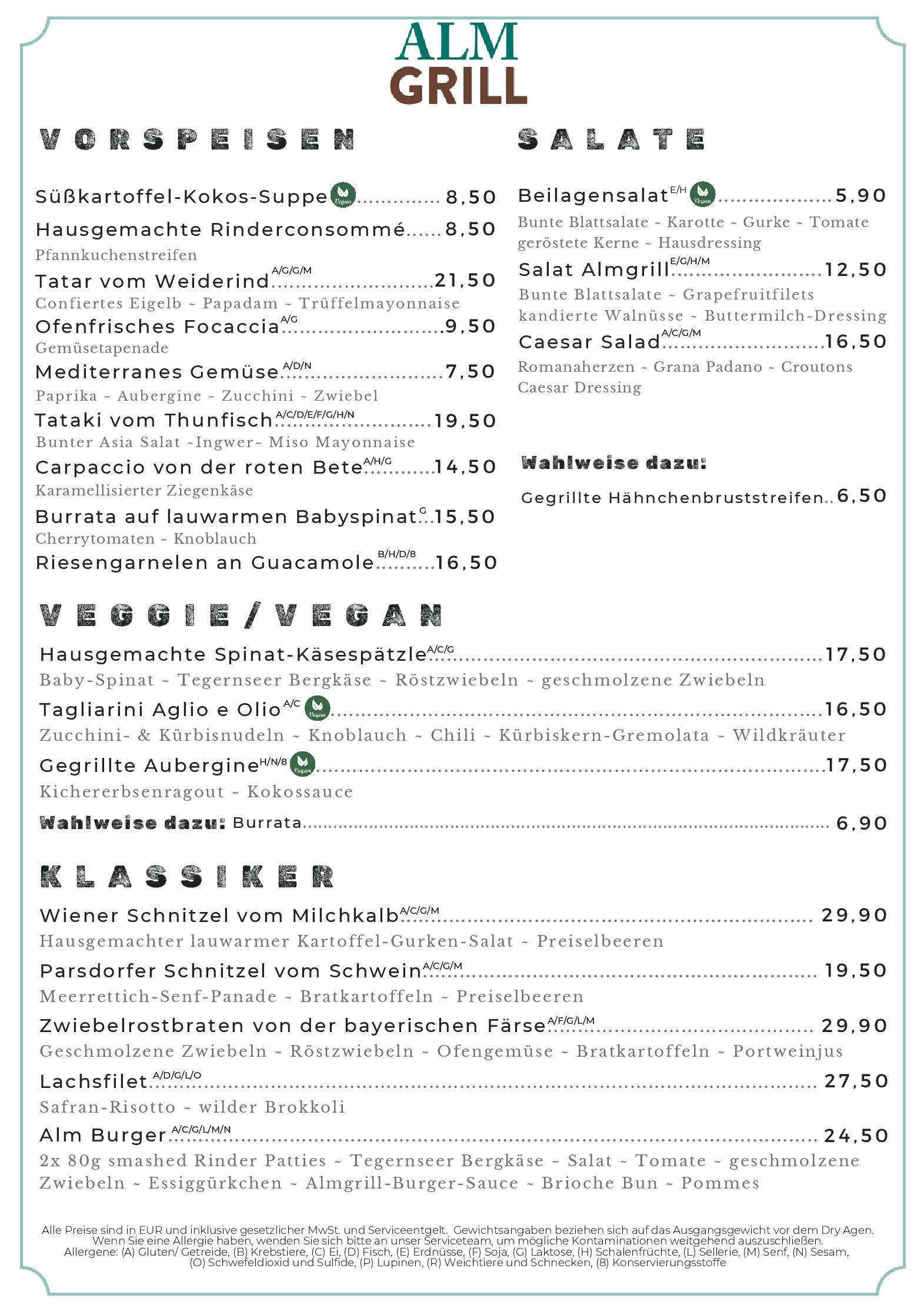 Speisekarte