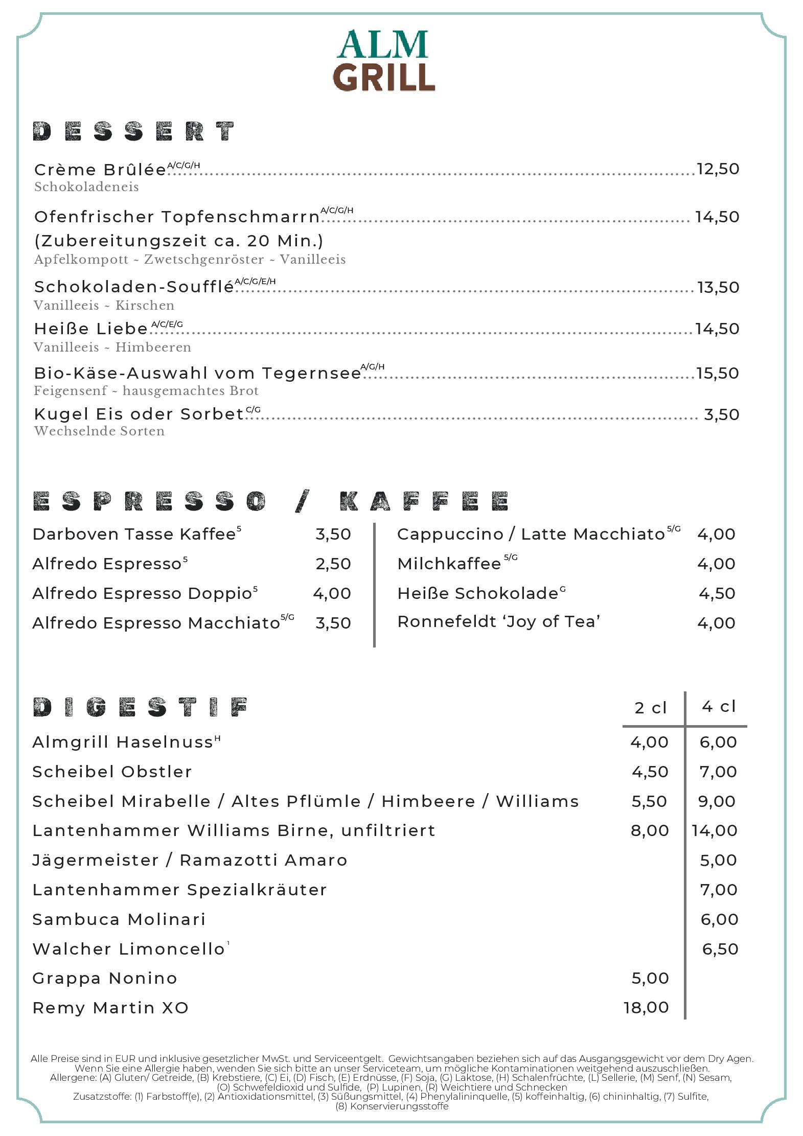 Speisekarte