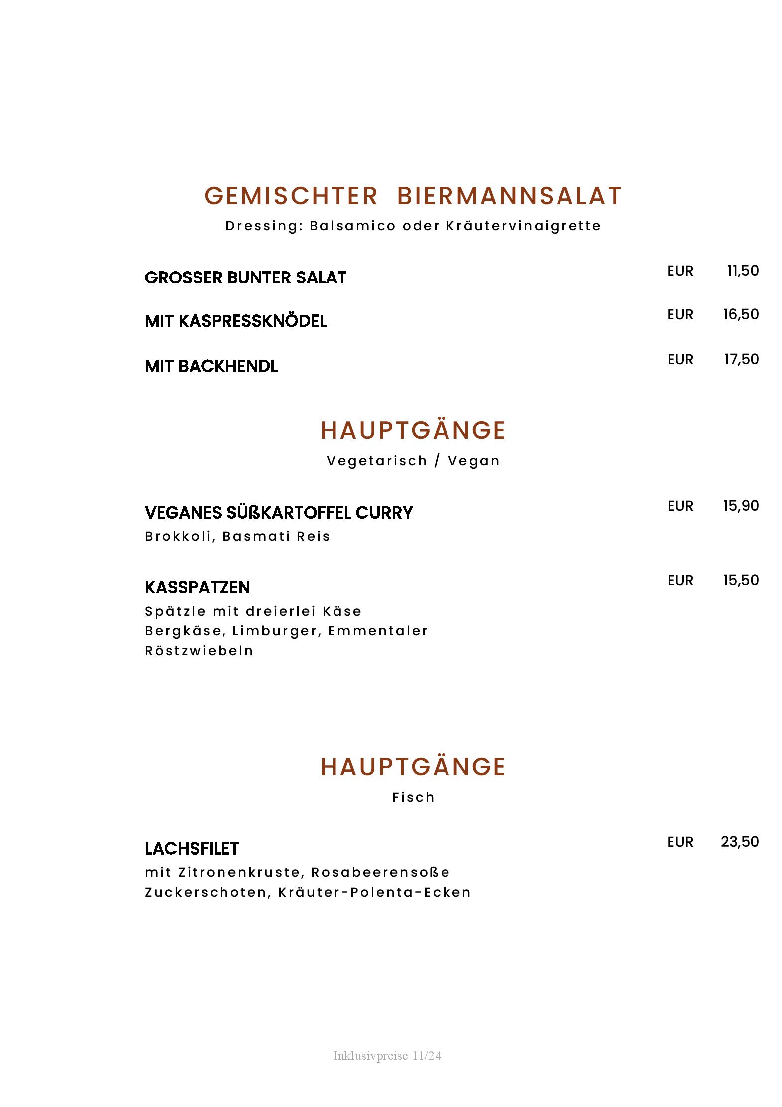 Speisekarte