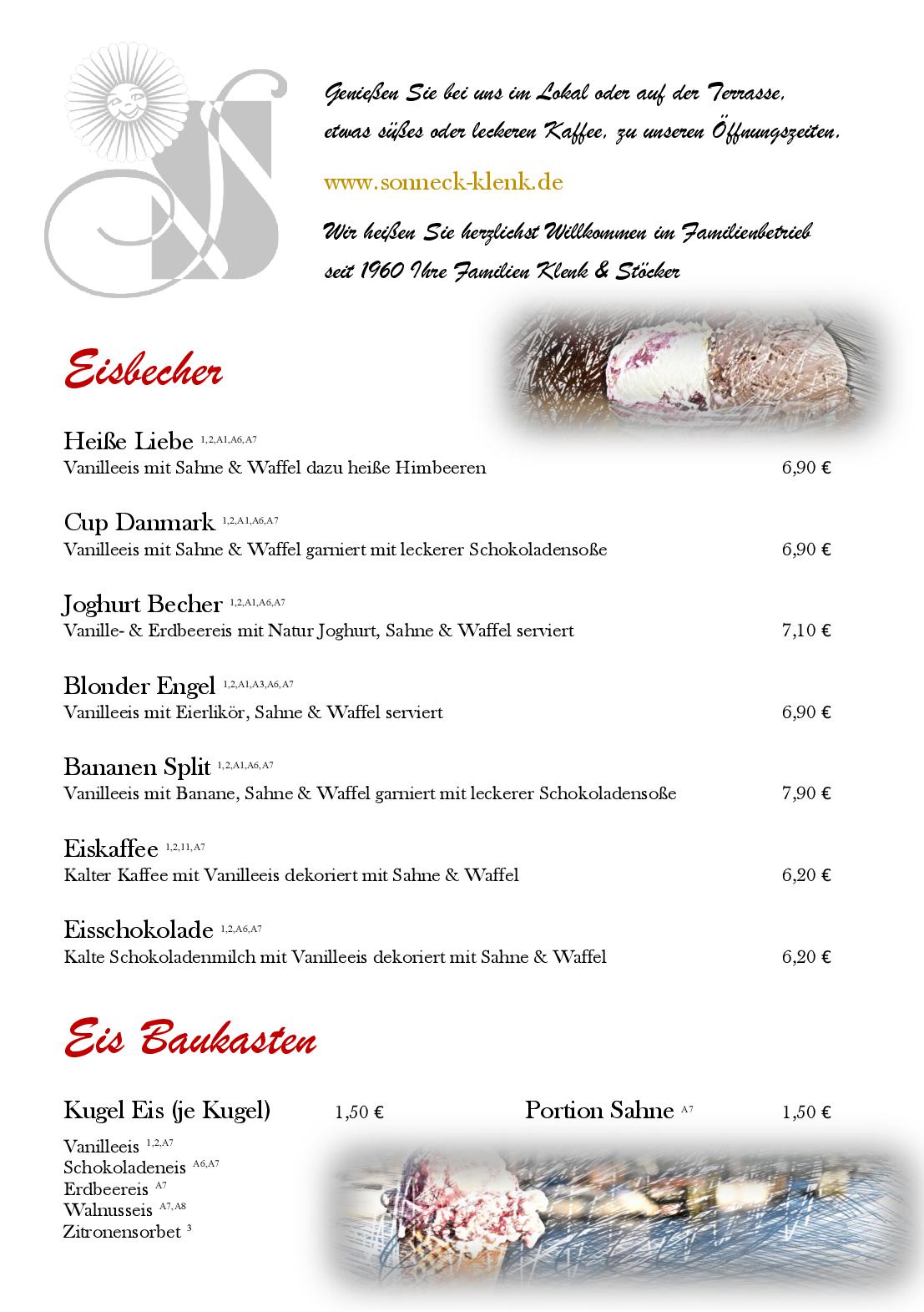 Dessert Karte