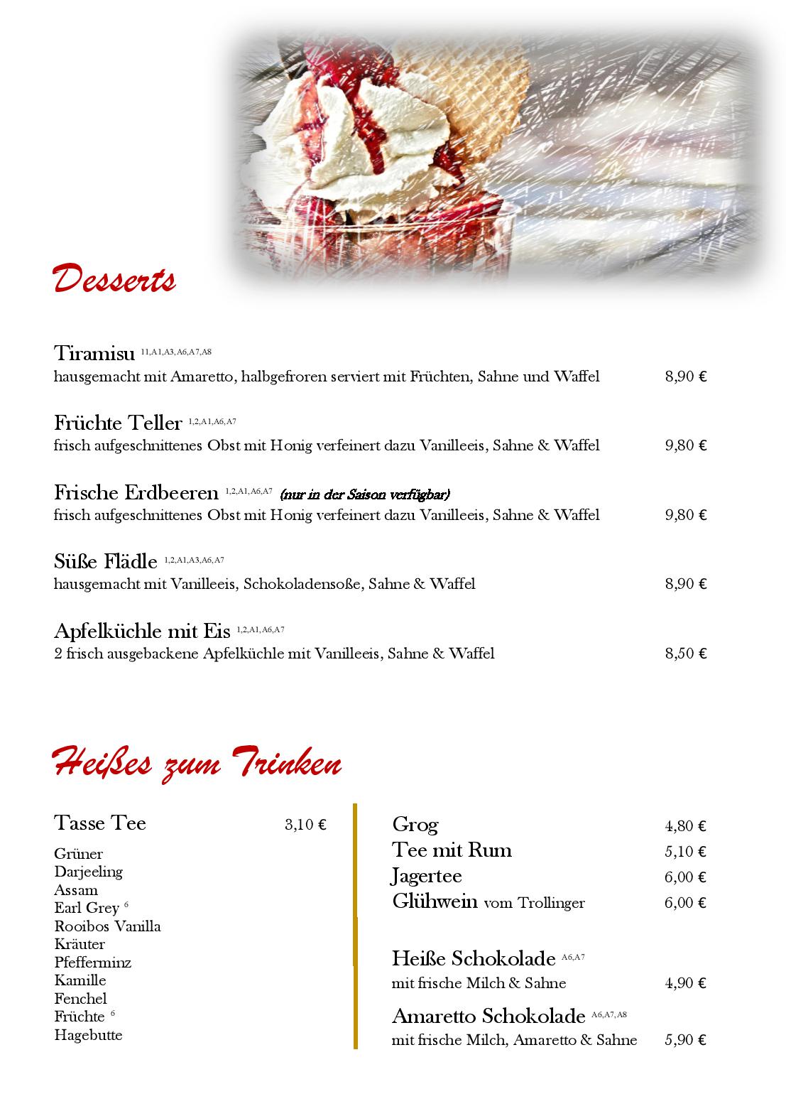 Dessert Karte