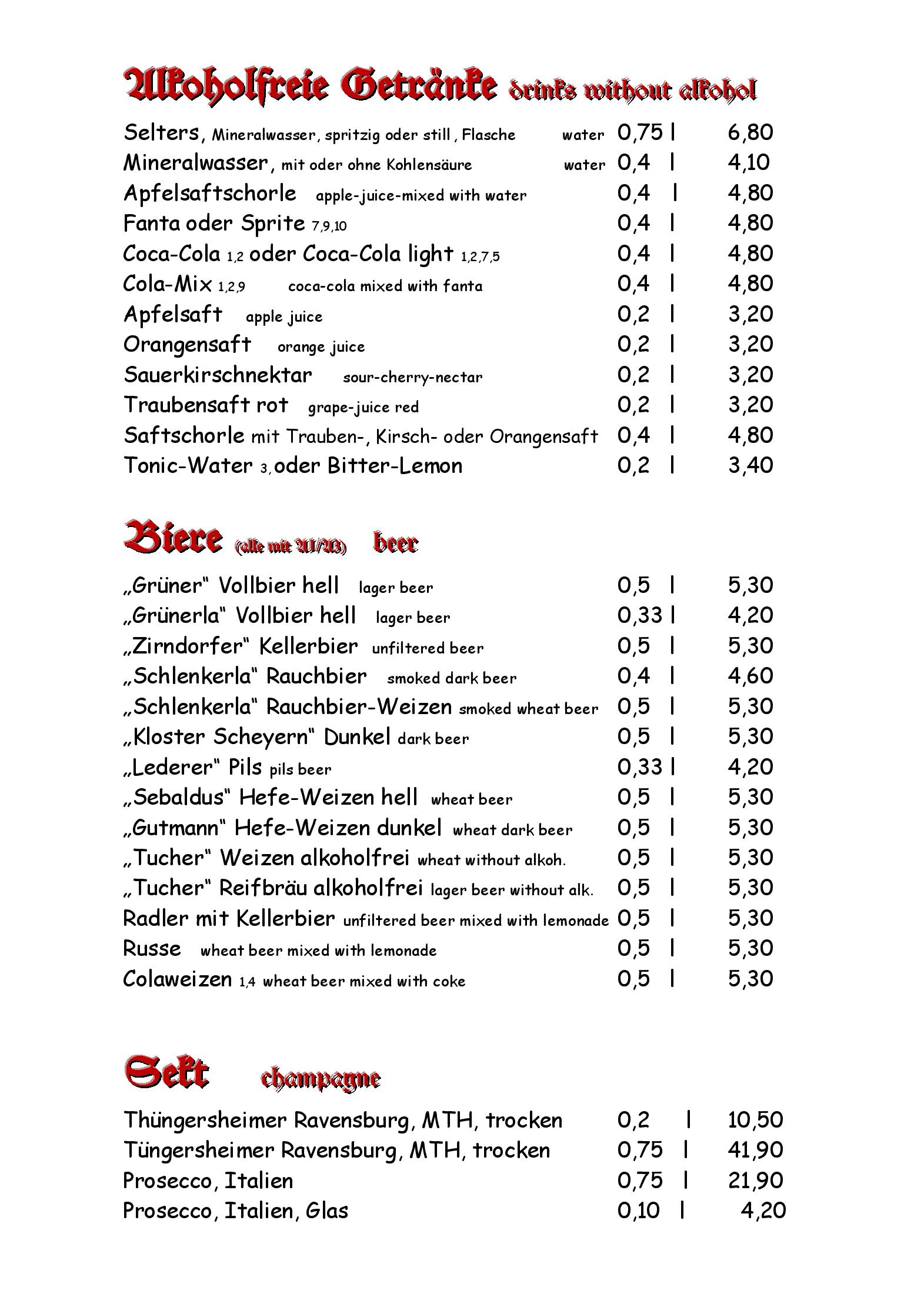 Speisekarte