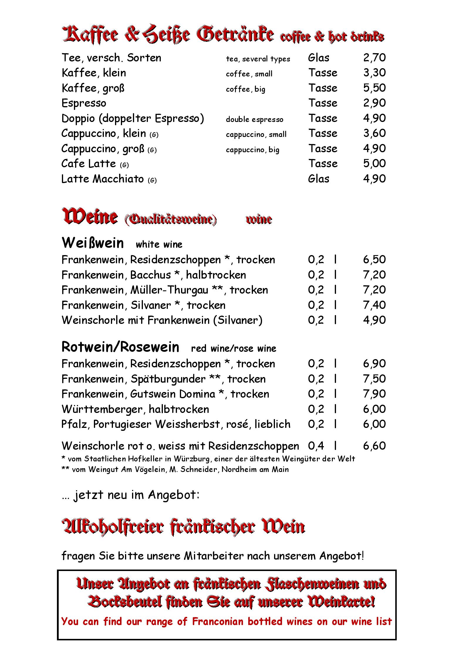 Speisekarte