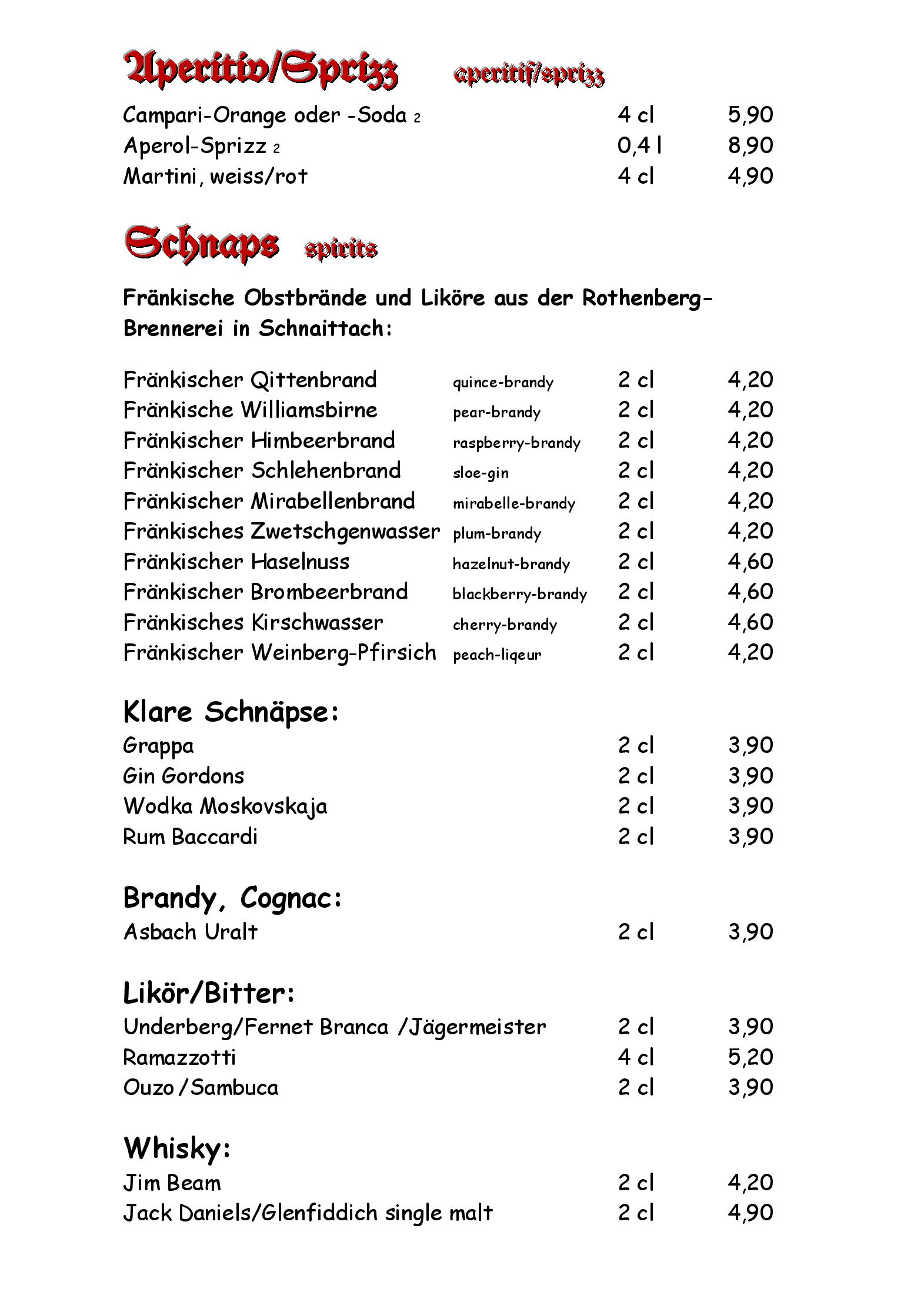 Speisekarte