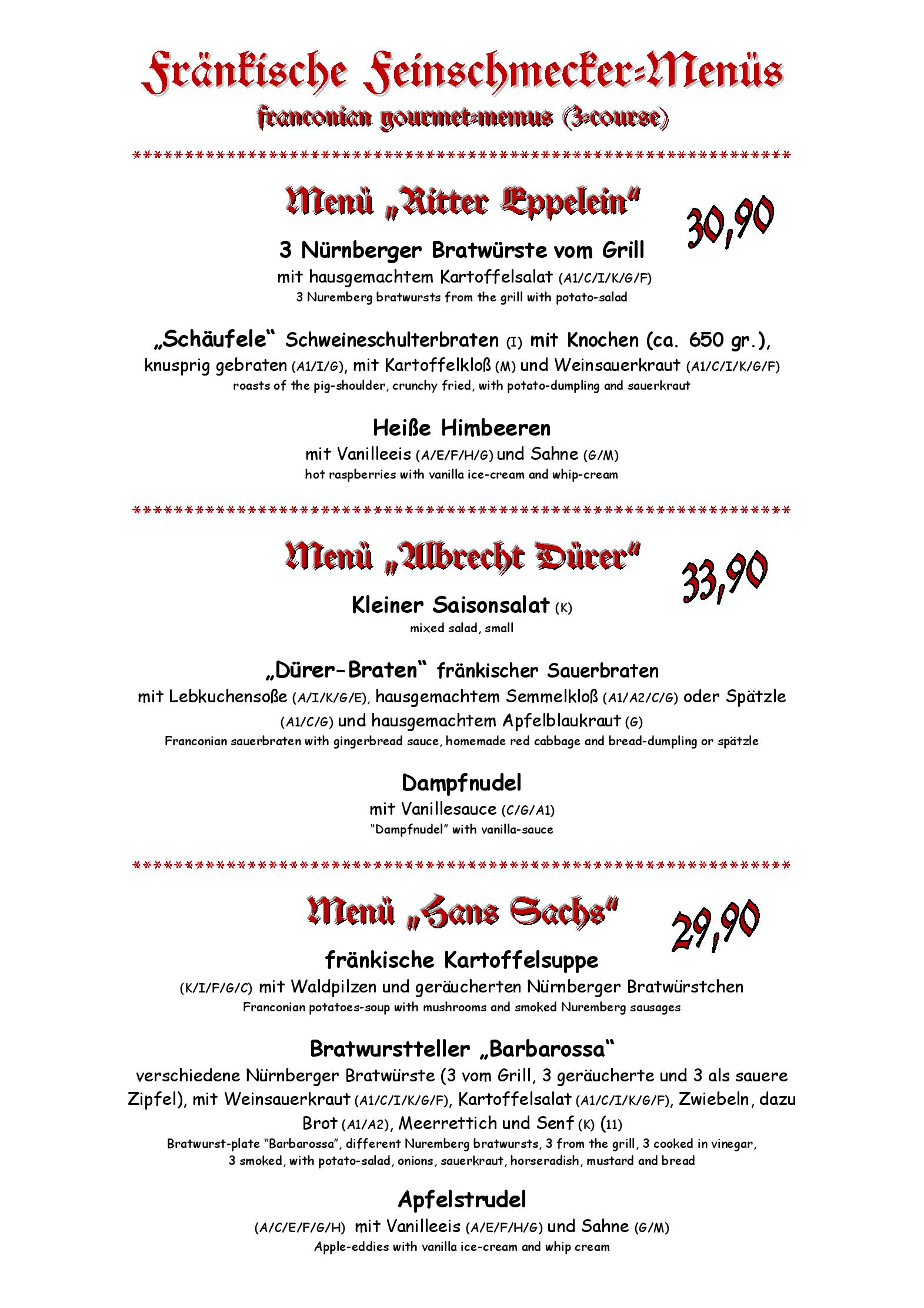 Speisekarte