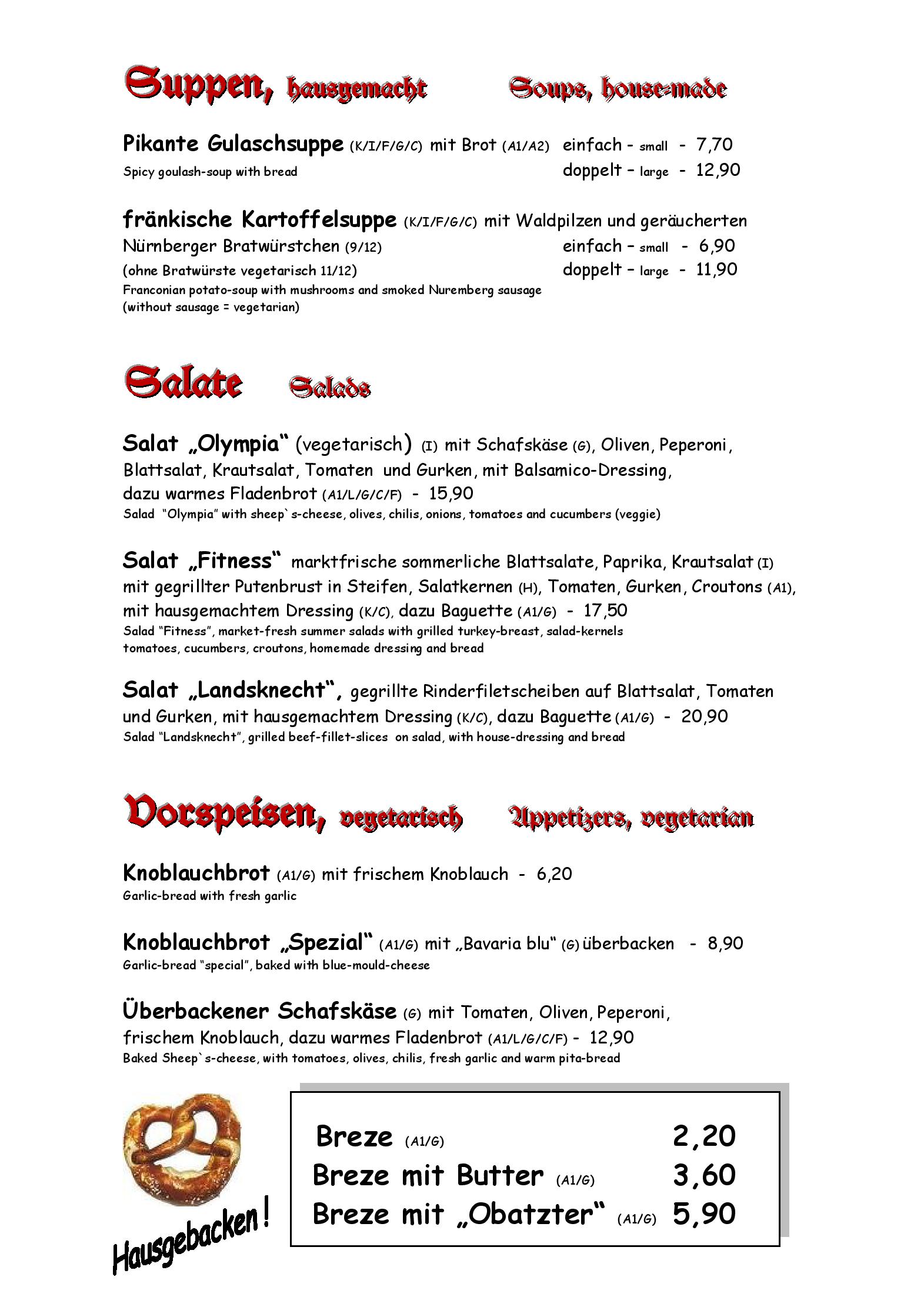 Speisekarte