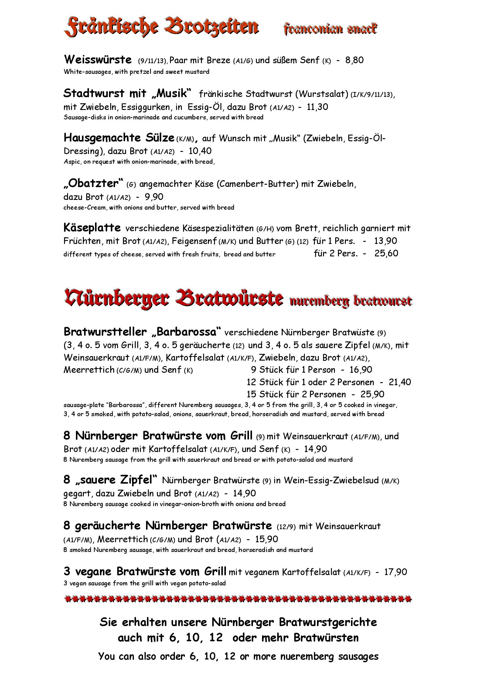 Speisekarte