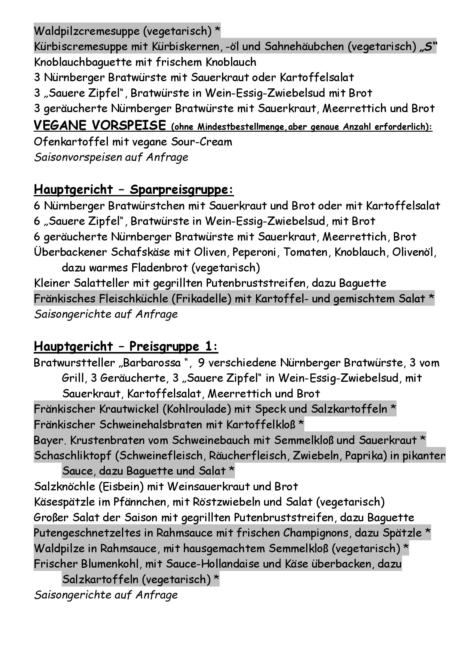 Speisekarte