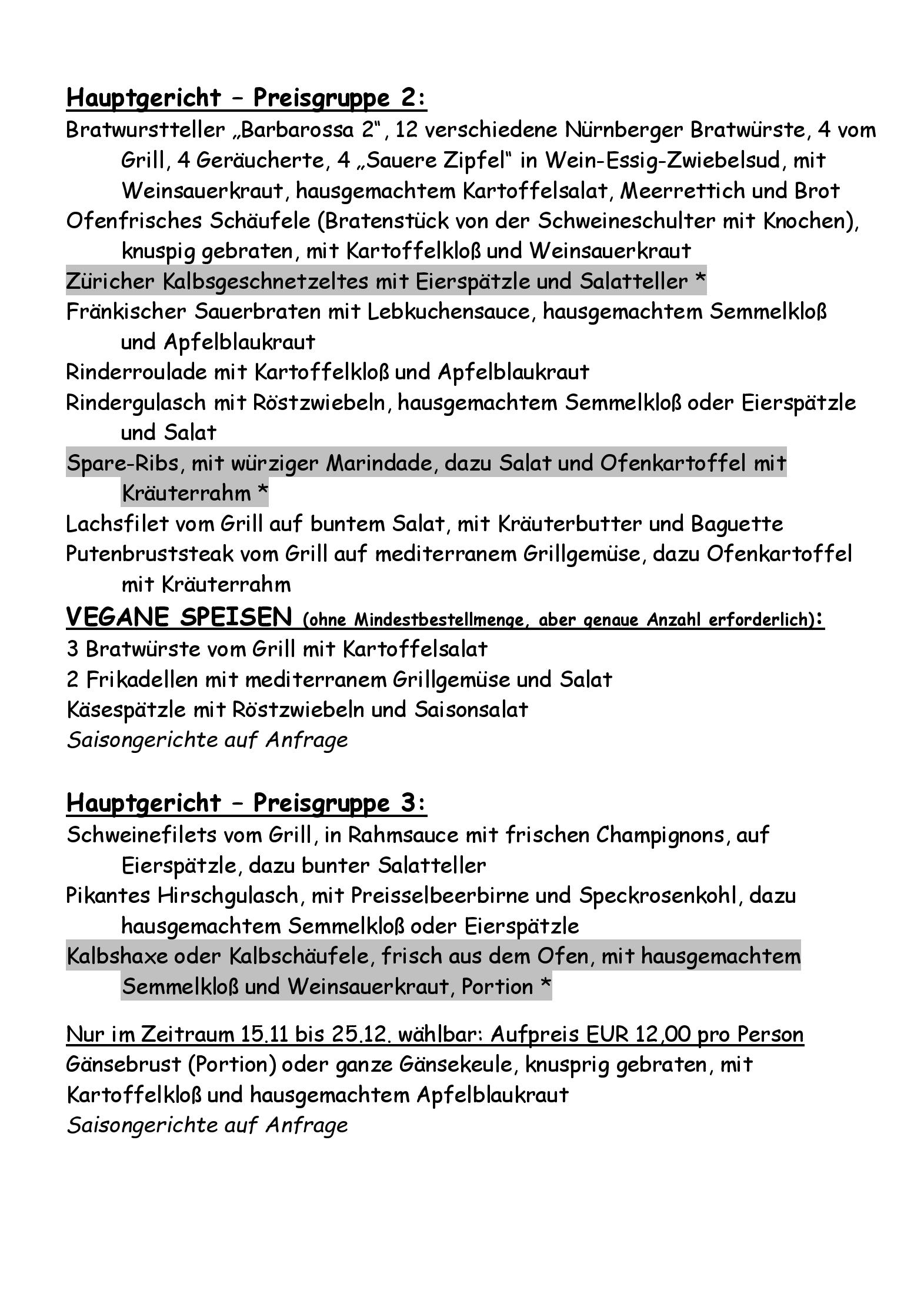 Speisekarte