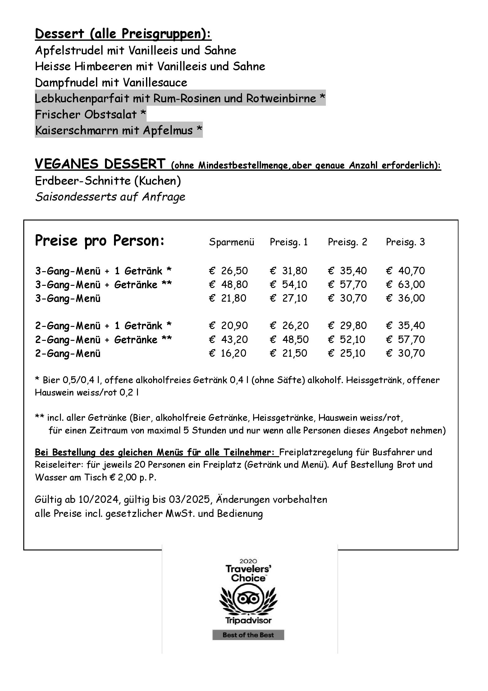 Speisekarte