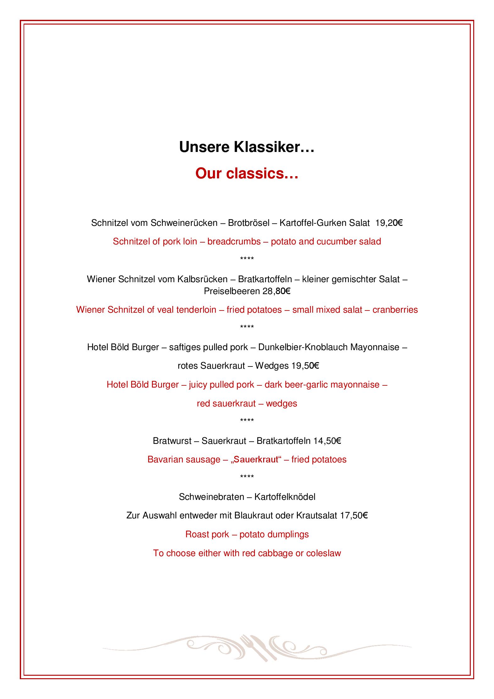 Speisekarte