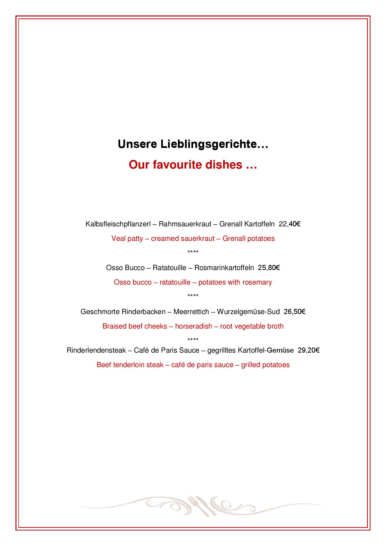 Speisekarte