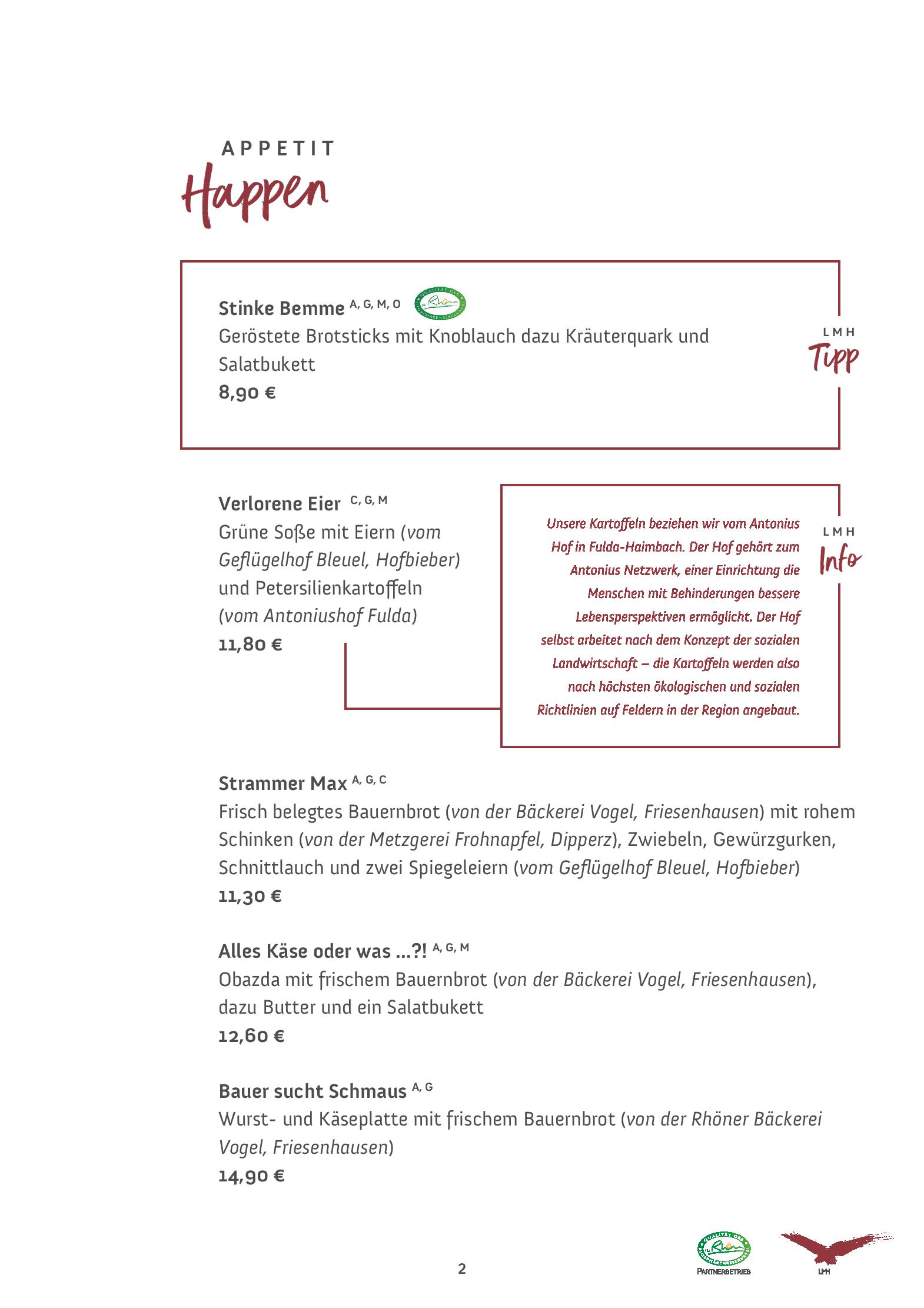 Speisekarte