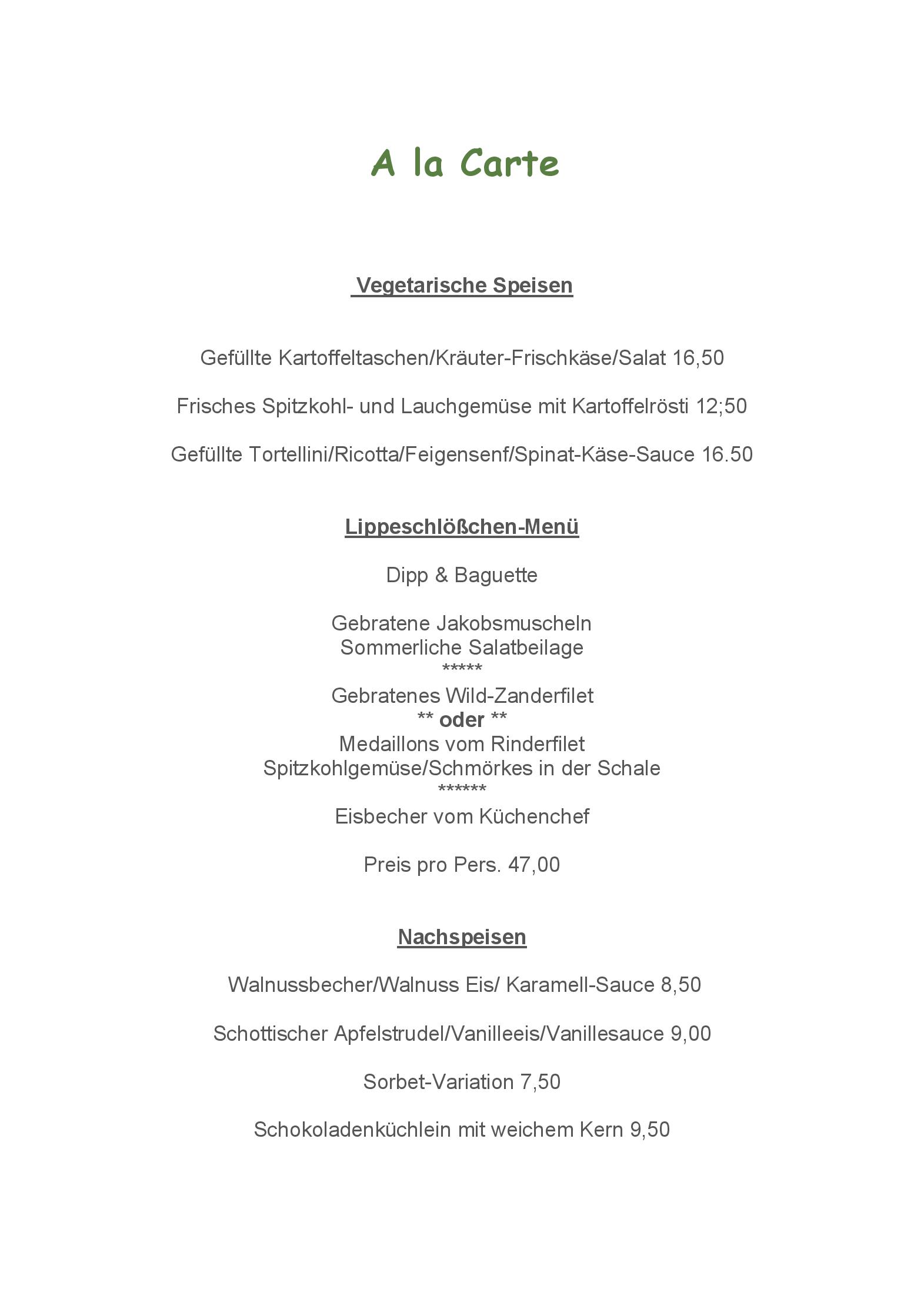 Speisekarte