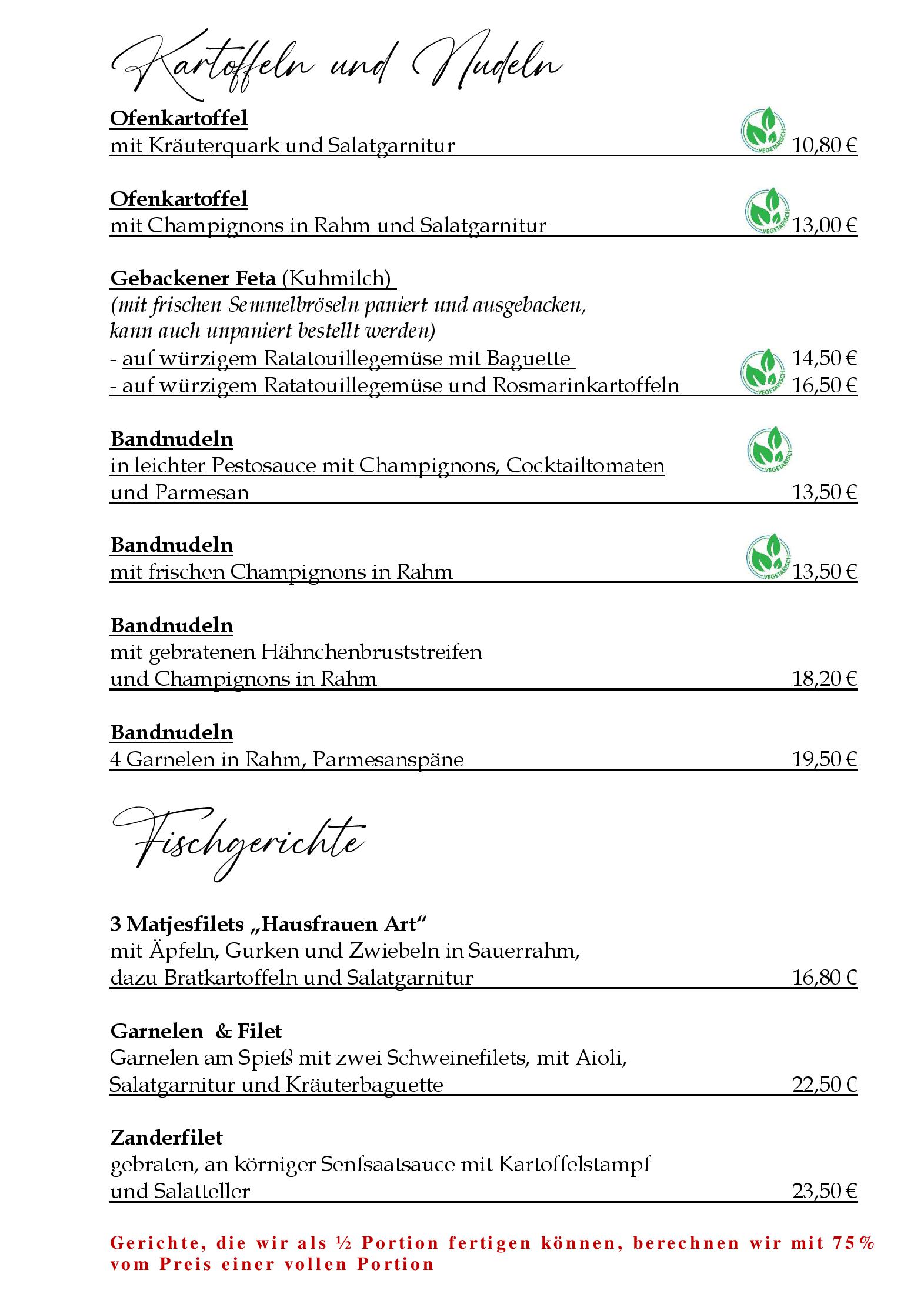 Speisekarte