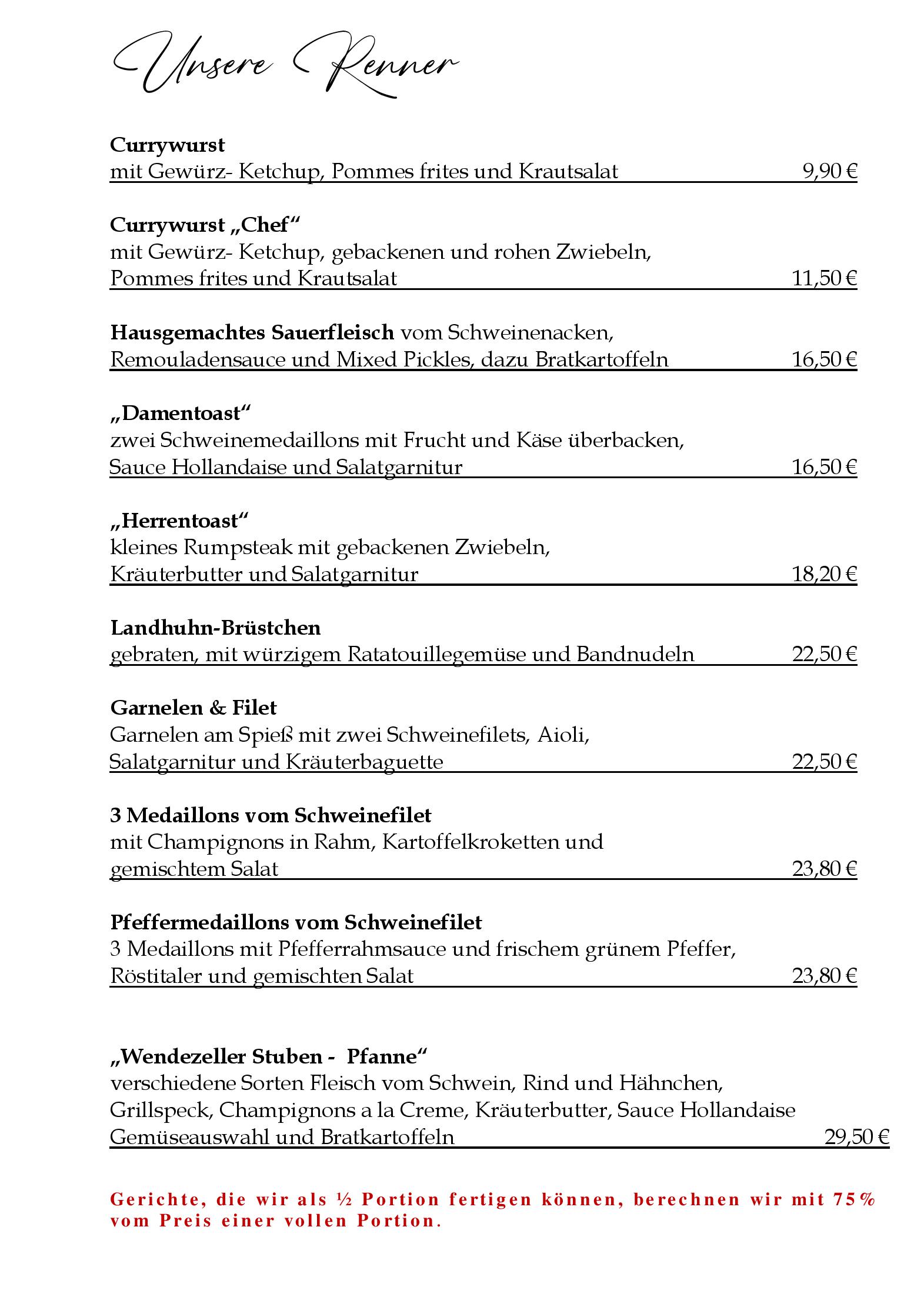 Speisekarte