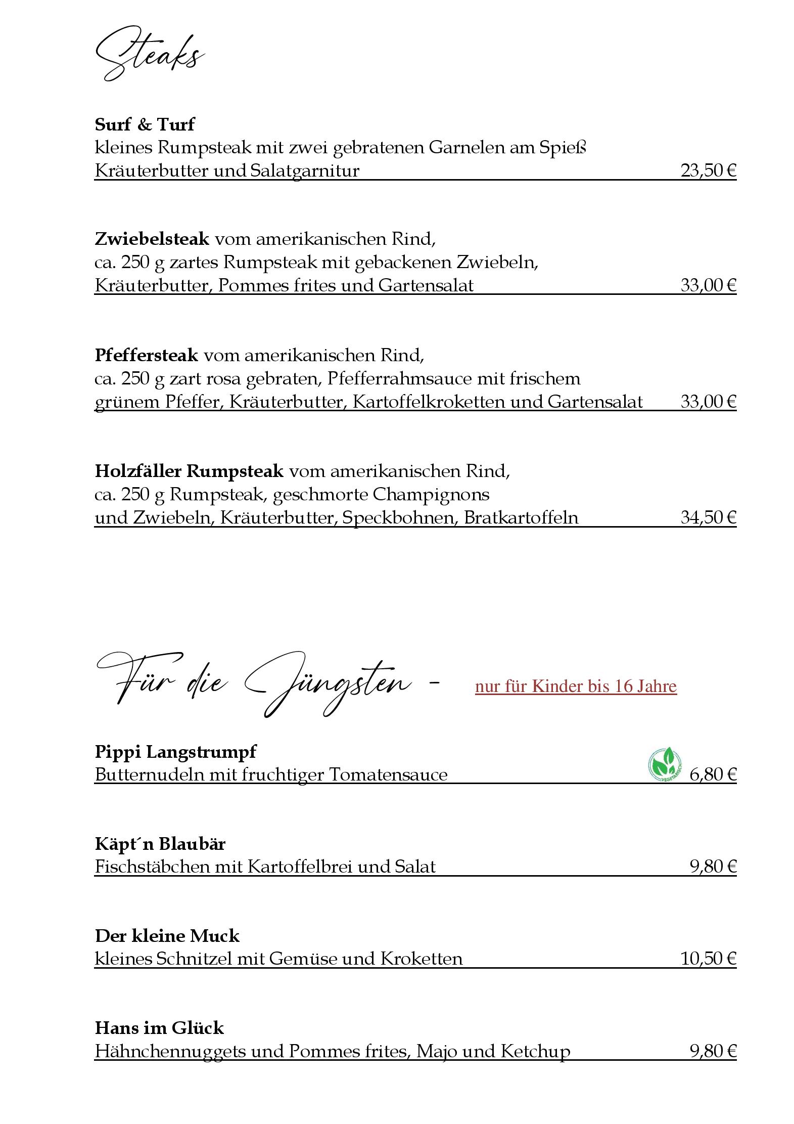 Speisekarte