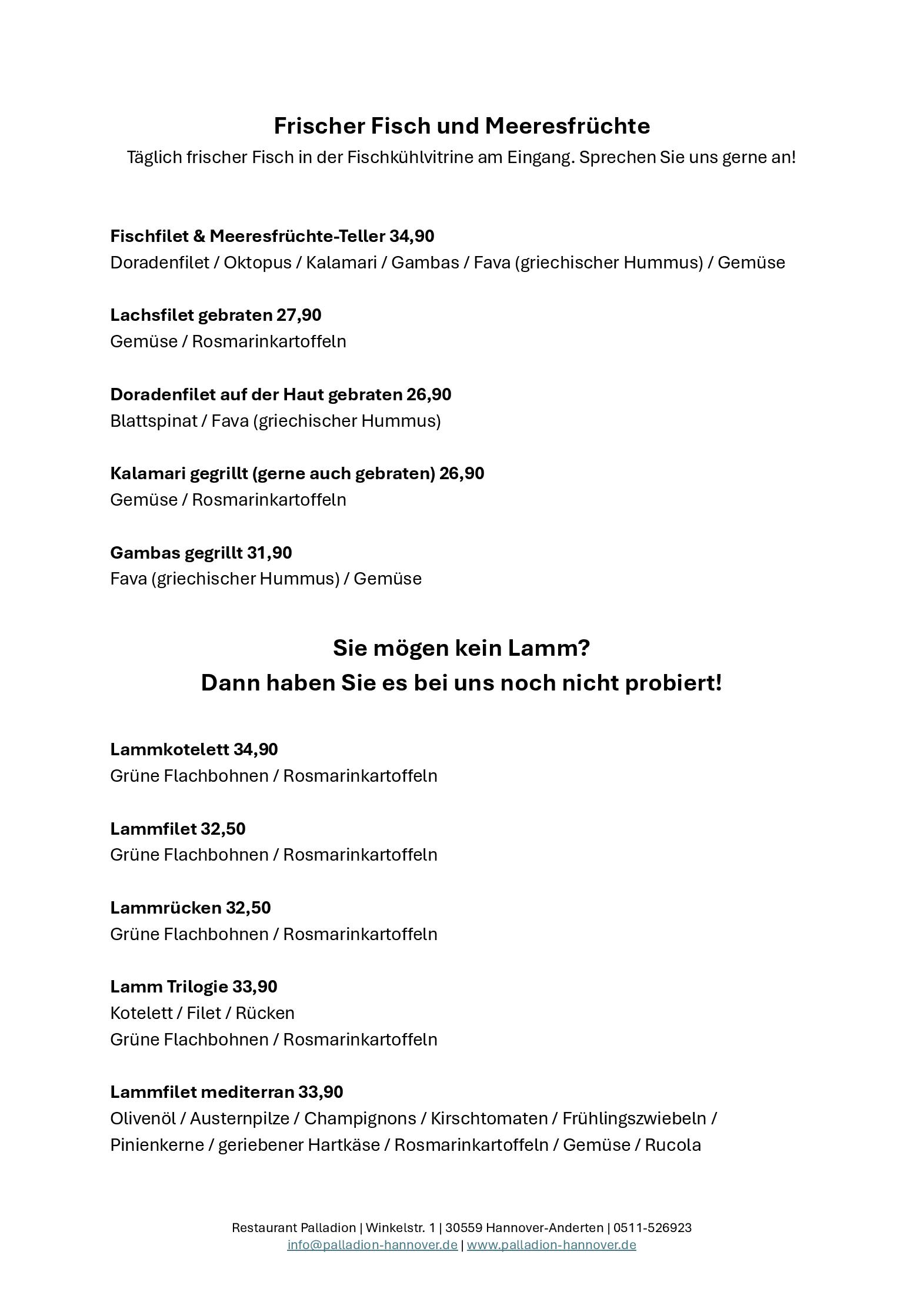 Speisekarte