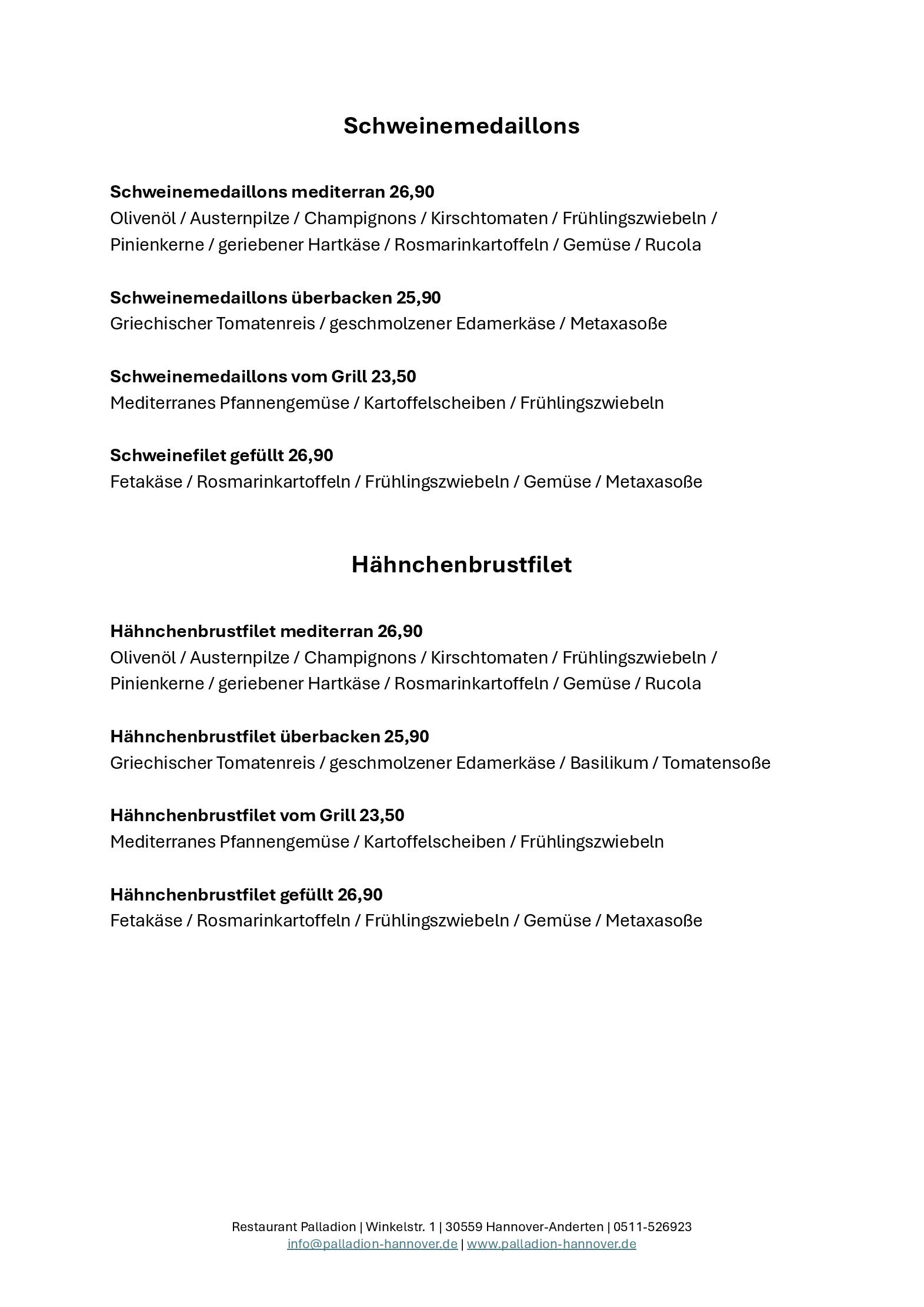 Speisekarte