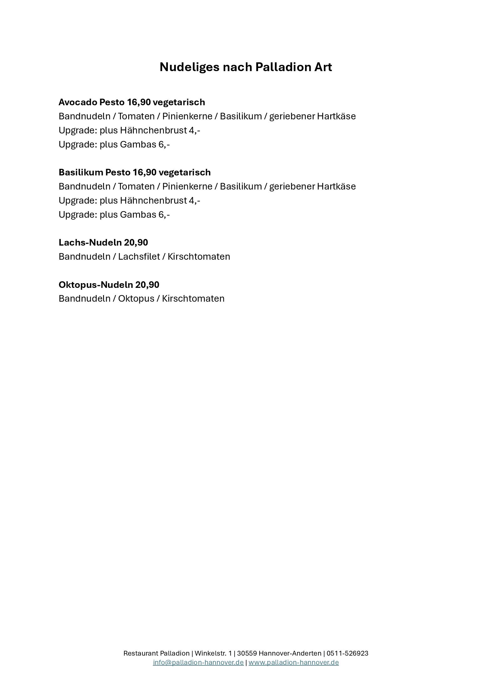 Speisekarte