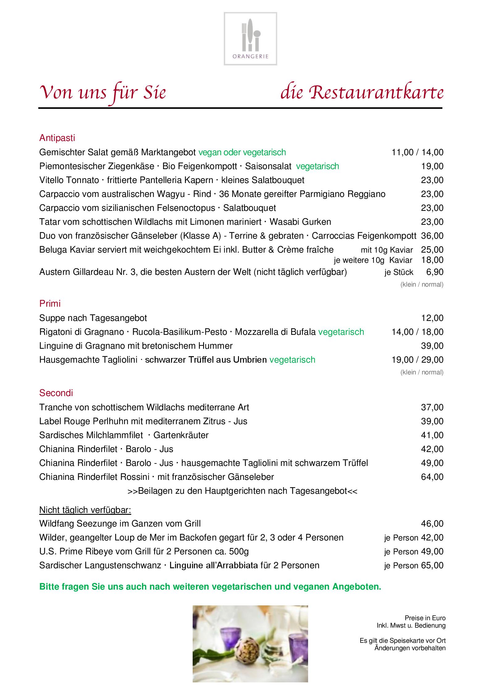 Speisekarte