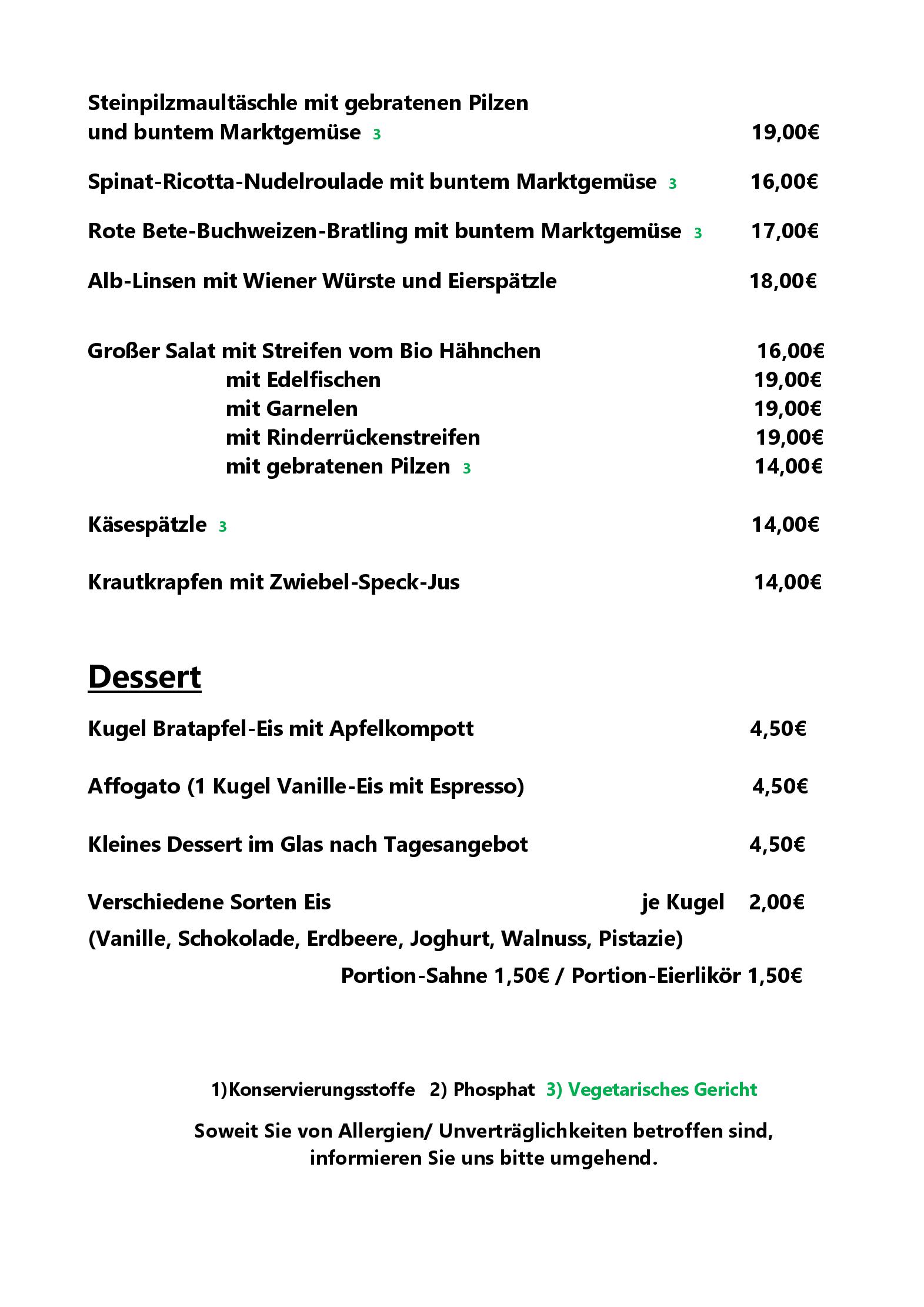 Speisekarte
