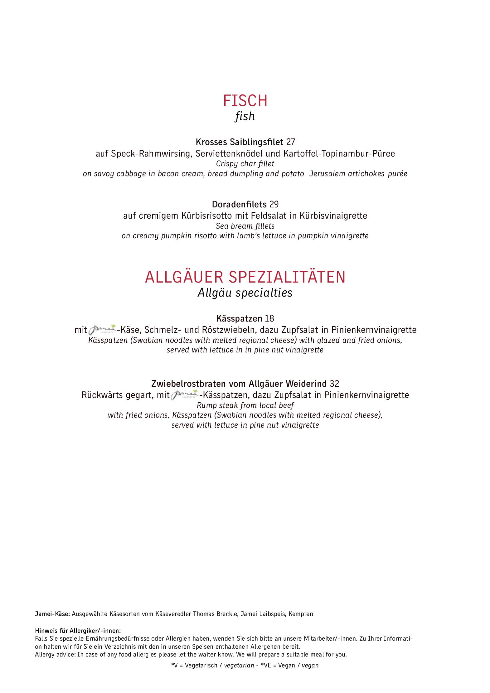Speisekarte