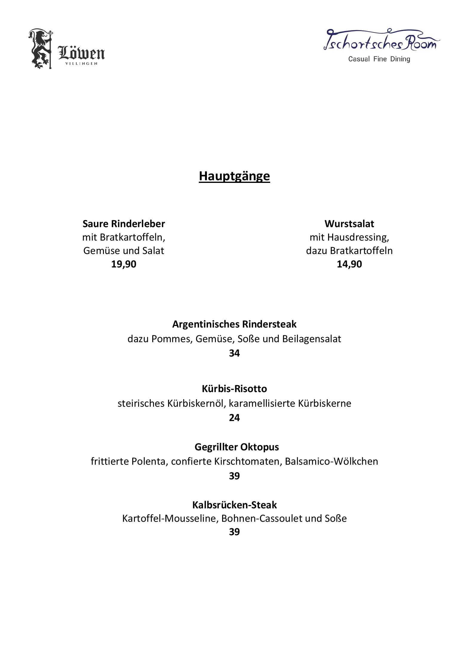 Speisekarte