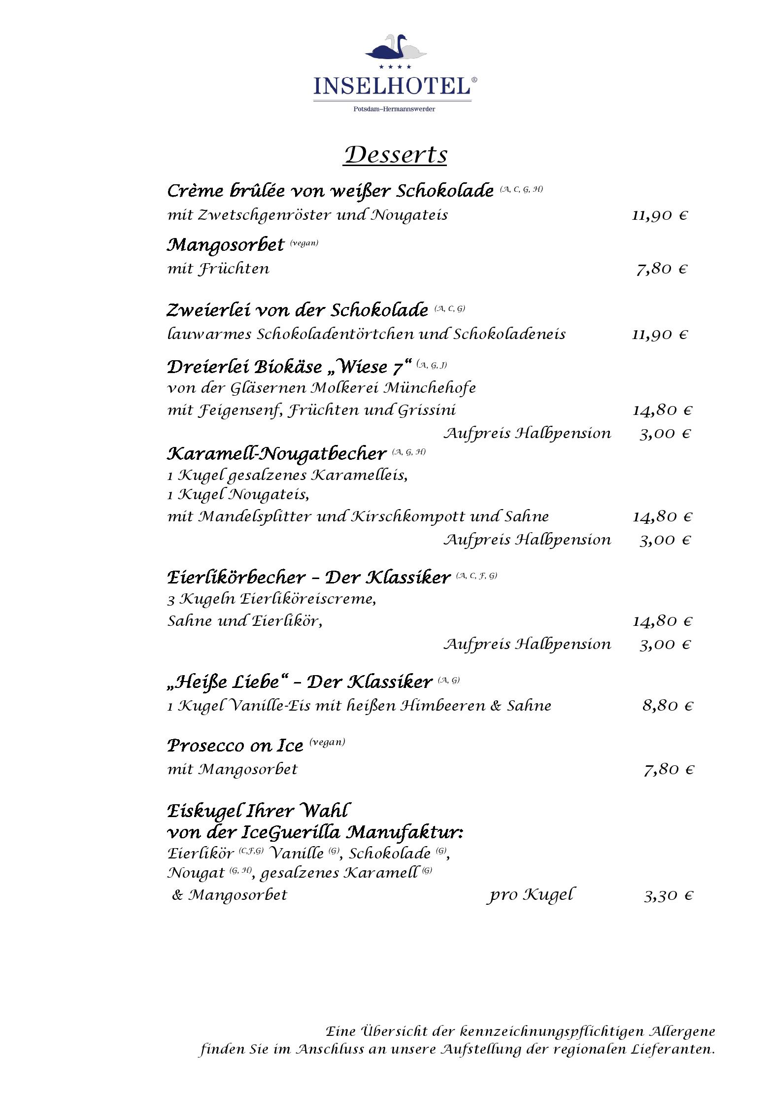 Speisekarte