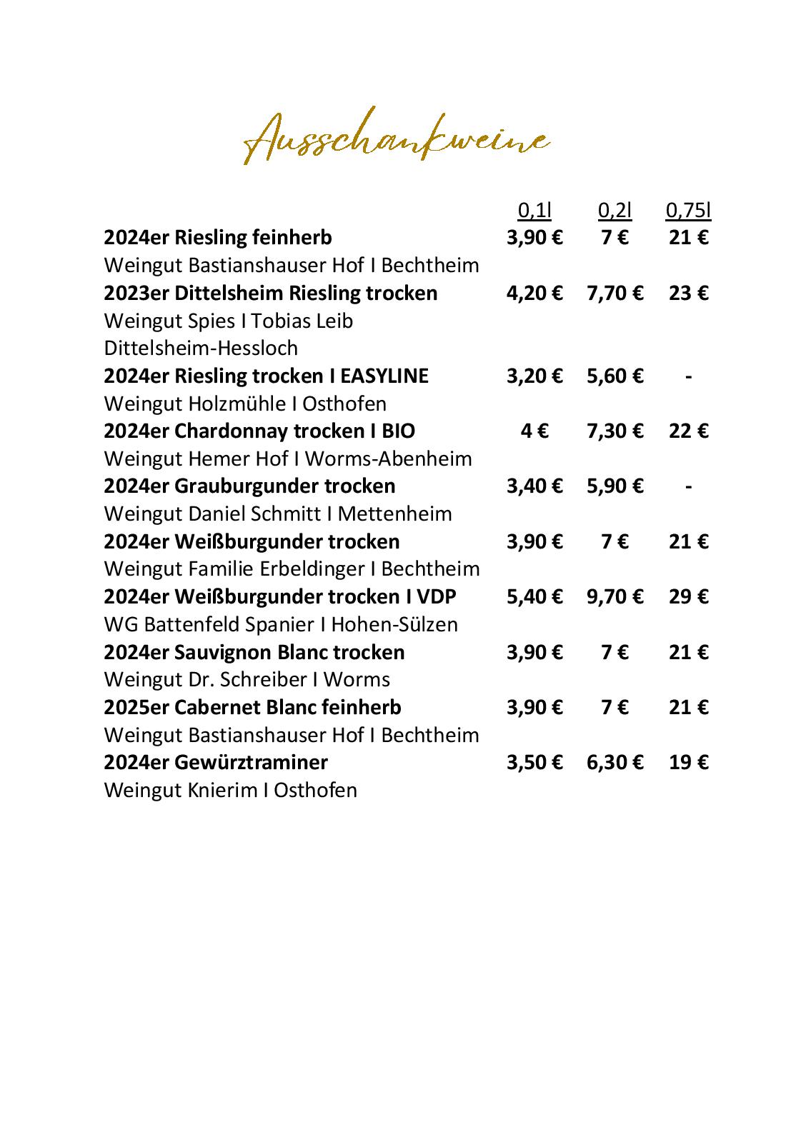 Speisekarte